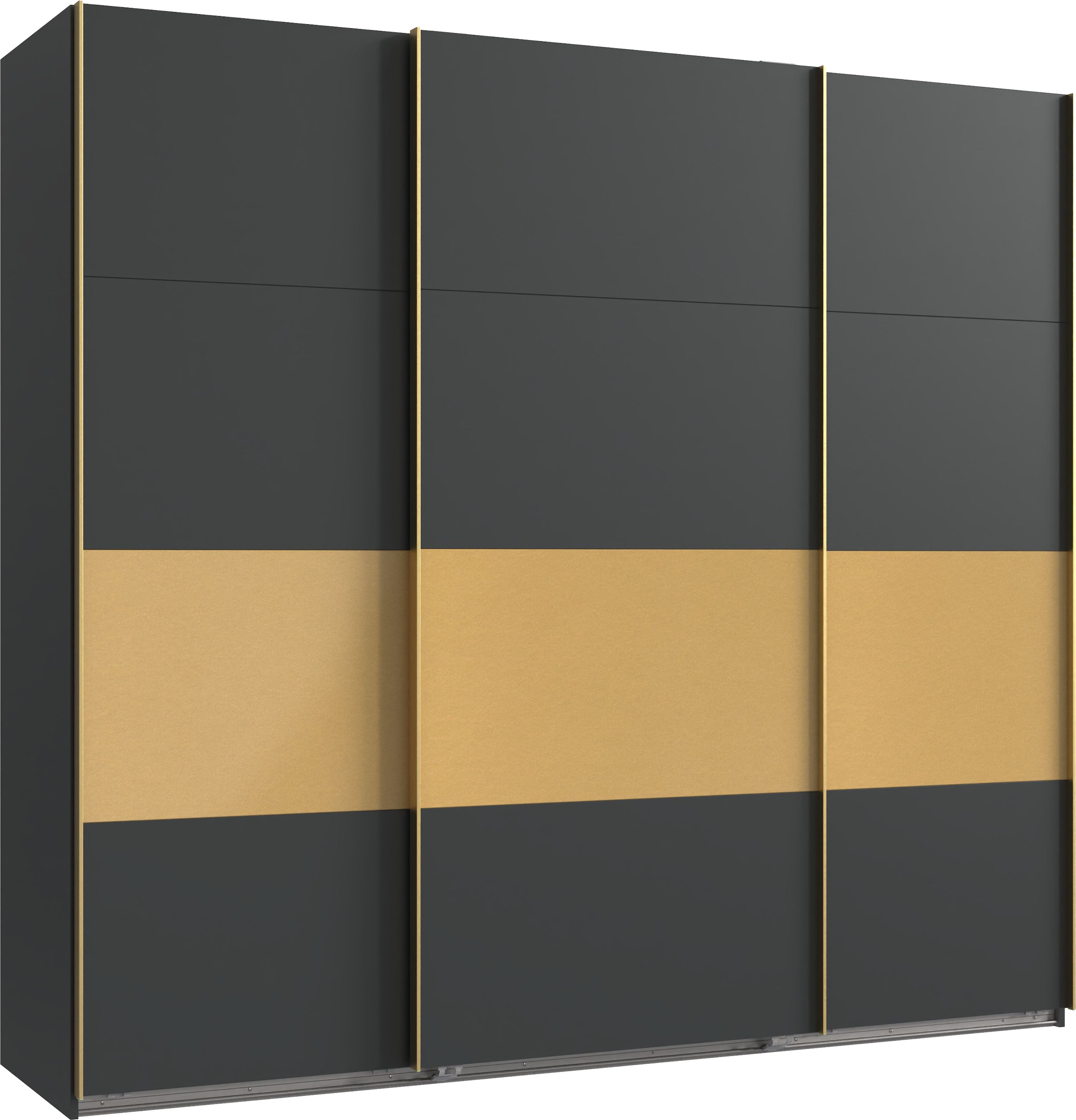 Image of Wimex Schwebetürenschrank "Dubai Kleiderschrank in trendigen goldenen Design" Schlafzimmerschrank wahlweise in zwei Breiten erhältlich, Breite 225cm, 3 Schwebetüren MADE IN GERMANY