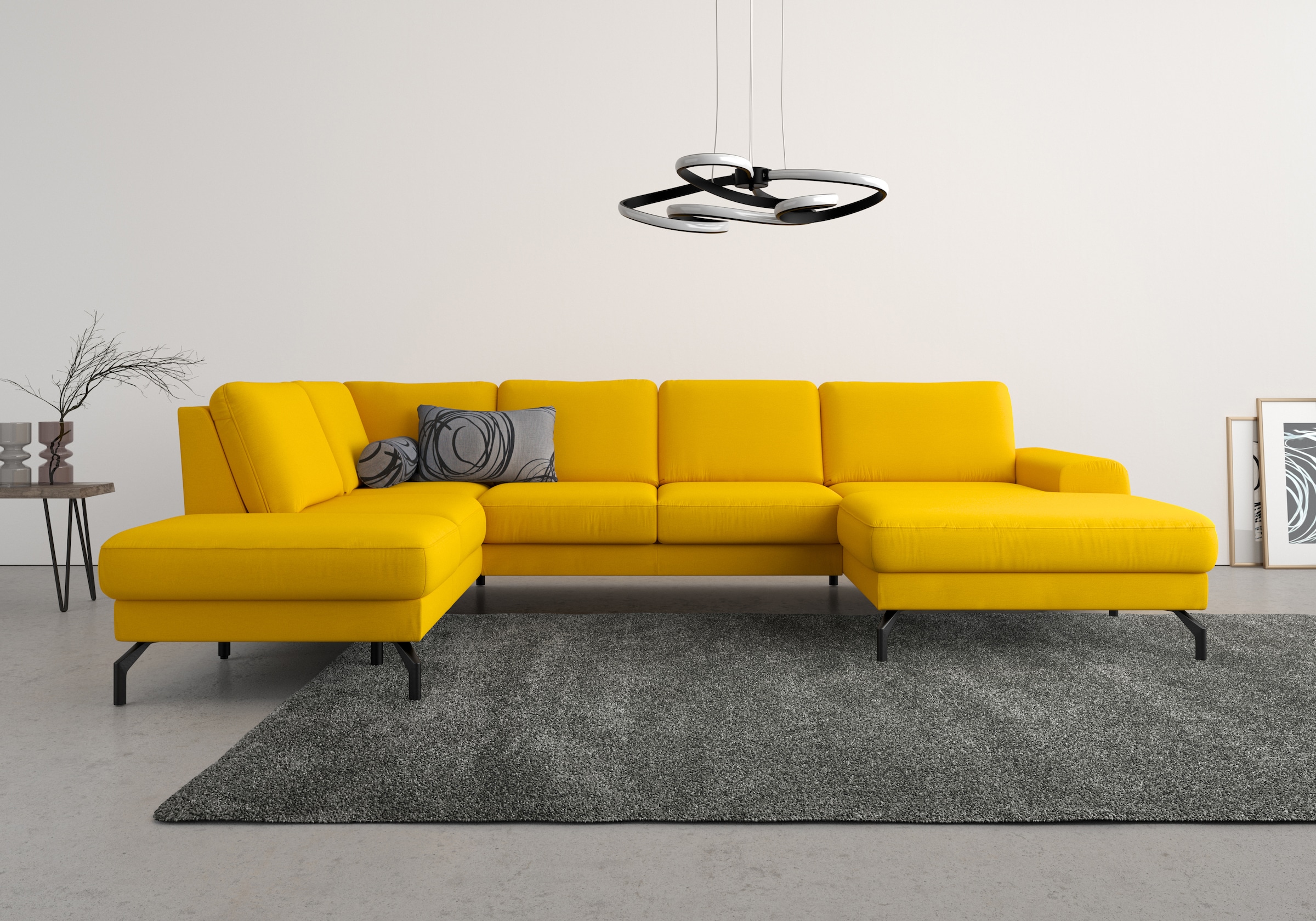 sit&more Wohnlandschaft »Cinturo U-Form«, inklusive Sitztiefenverstellung und Federkern, Sitzhöhe 48 cm