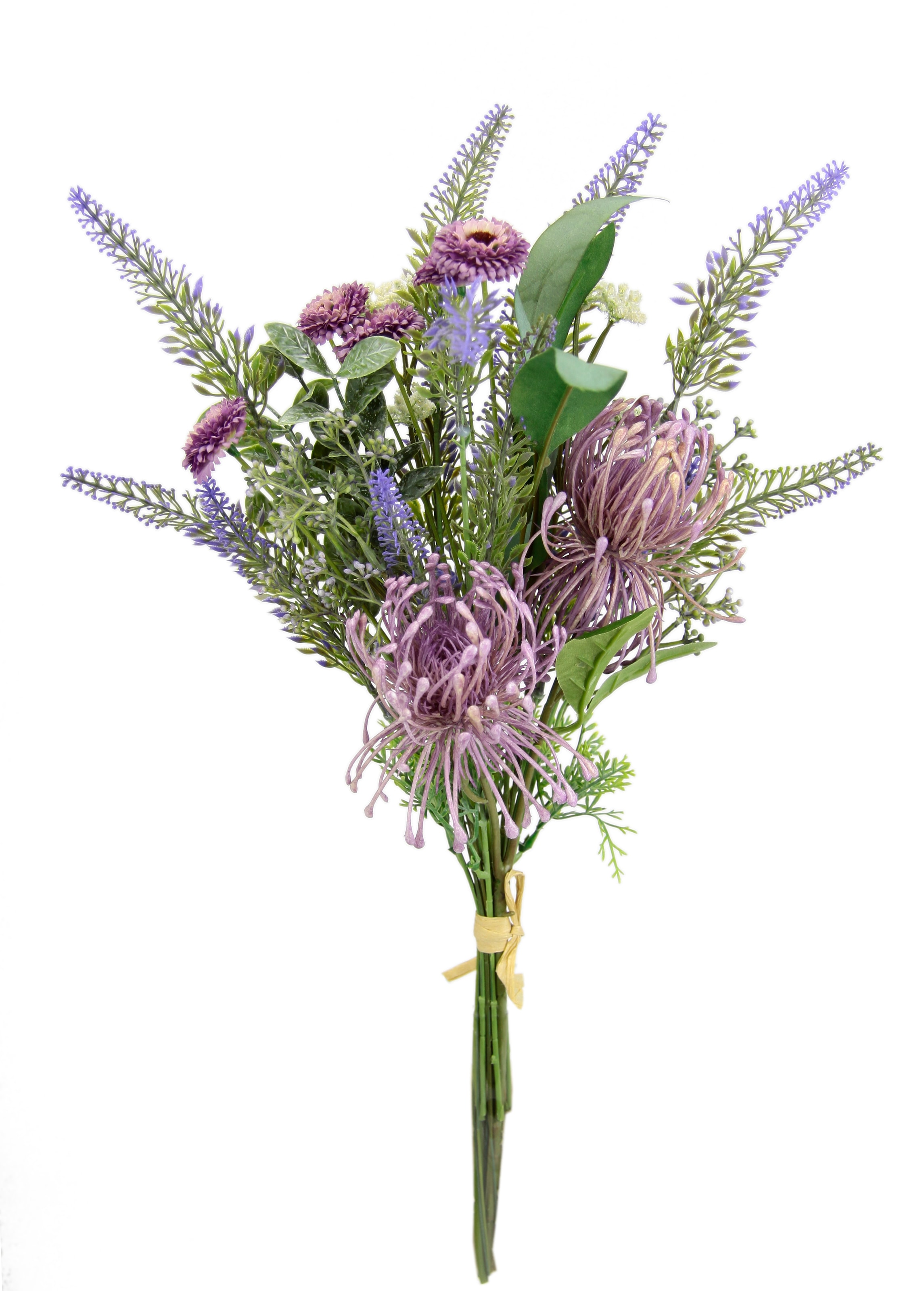 I.GE.A. Kunstblume »Kunstblumen-Strauss Protea Zinnien Lavendel«, Bouquet Blumensträusse Dekoblume Blumen Grabdeko