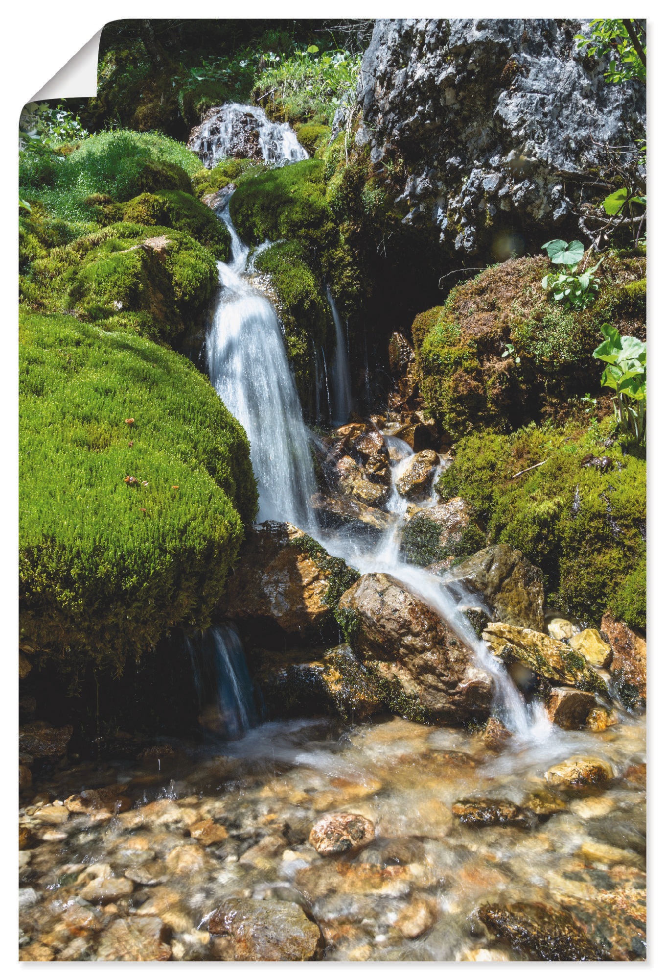 Artland Wandbild »Kleiner Wasserfall in den Bergen«, Gewässer, (1 St.), als Leinwandbild, Poster, Wandaufkleber in verschied. Grössen