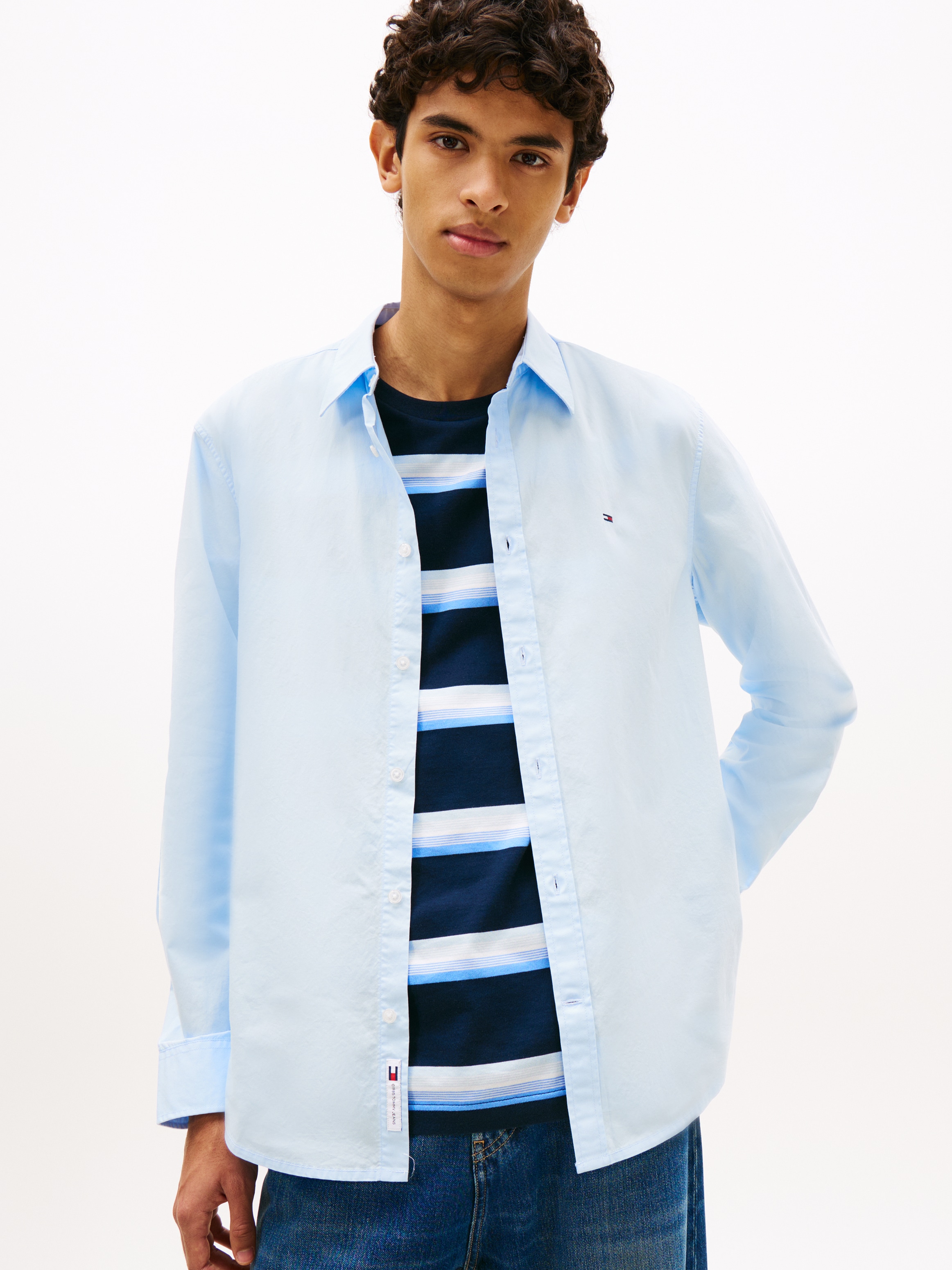 Image of Tommy Jeans Langarmhemd "TJM POPLIN" Regular fit, Kentkragen