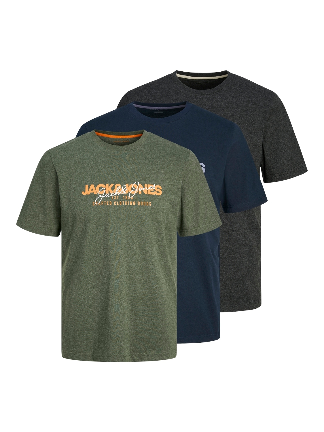 Jack & Jones T-shirt à manches courtes »JJALVIS TEE SS CREW NECK 3PK MP« Paquet, 3 cuis