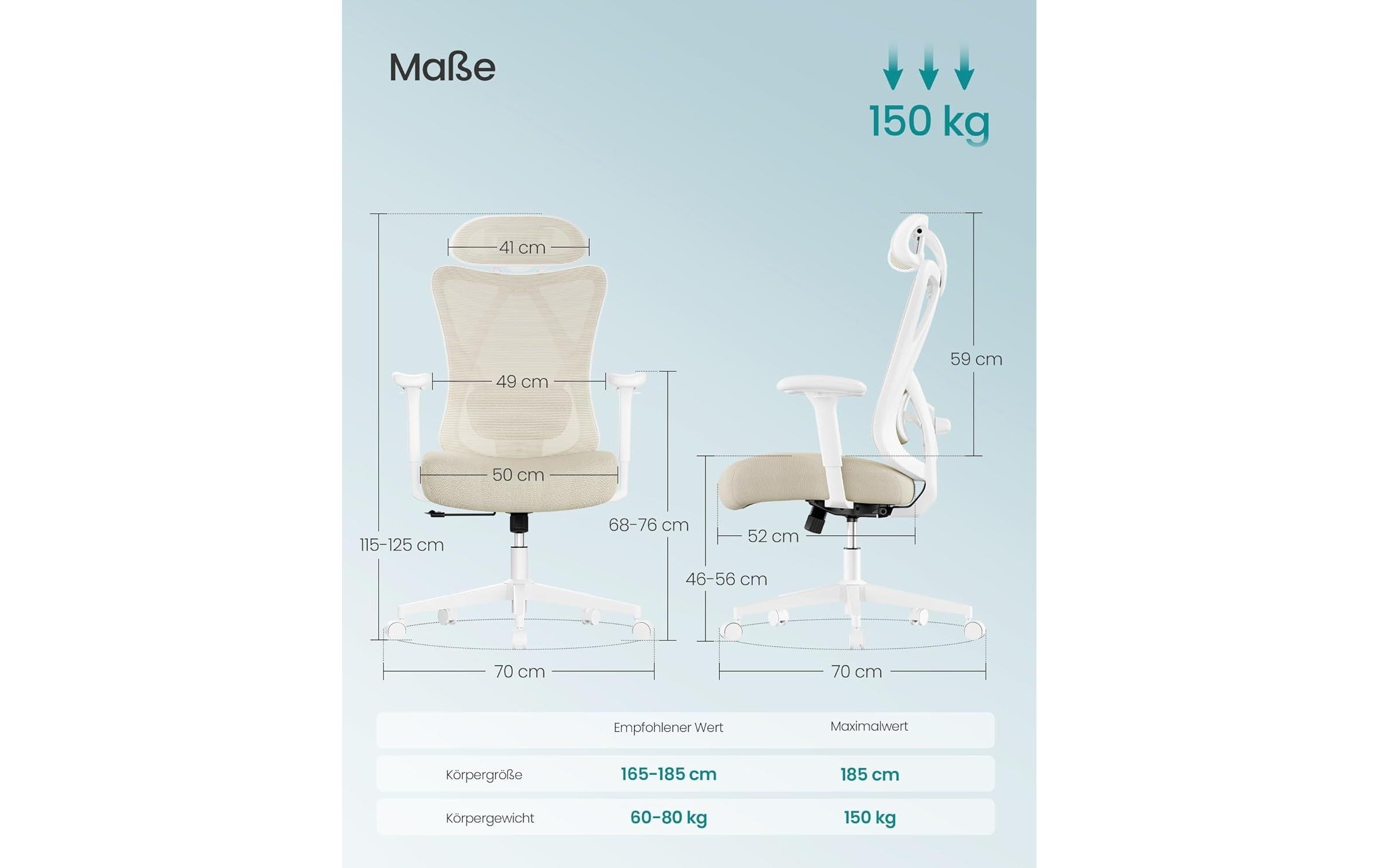 SONGMICS Chaise de bureau »mit verstellbarer Lendenstütze und Kopfstütze« ()
