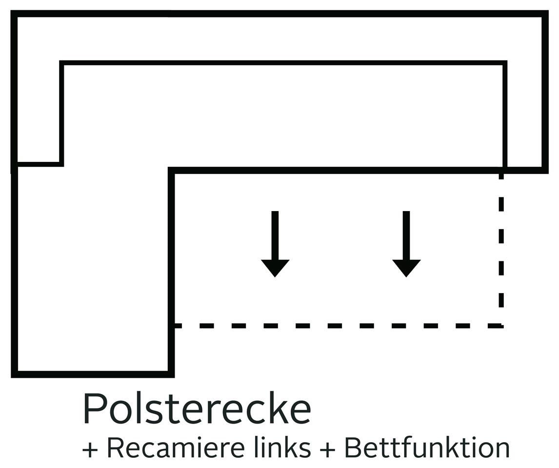 Home affaire Ecksofa »Alta L-Form«, mit Federkern und Kontrastnaht, Füsse Buche eichefarben