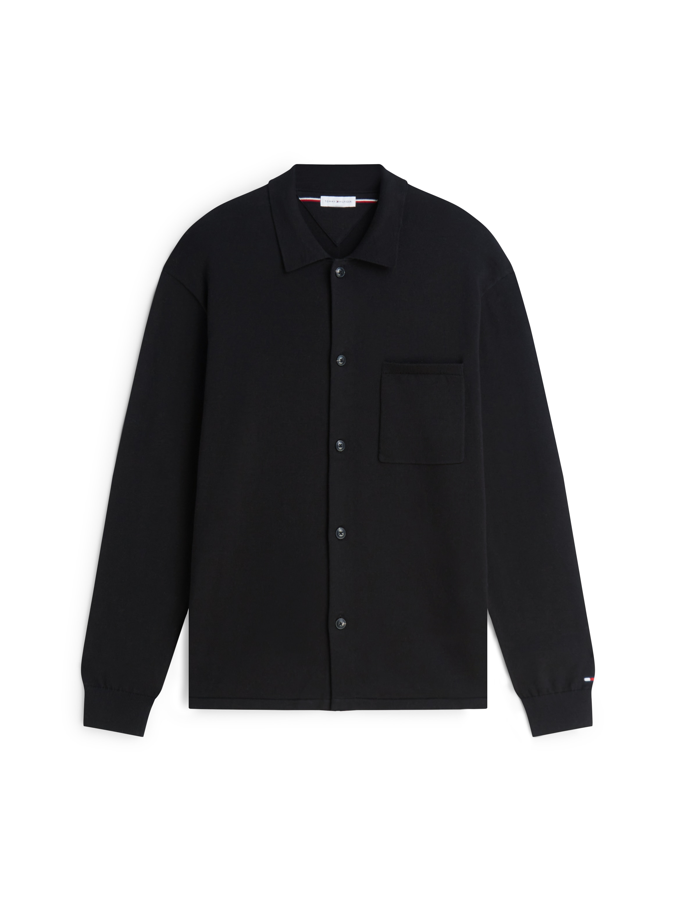 Tommy Hilfiger Veste en tricot »ESSENTIAL COTTON« Surchemise tricotée coupe décontractée avec broderie de drapeau