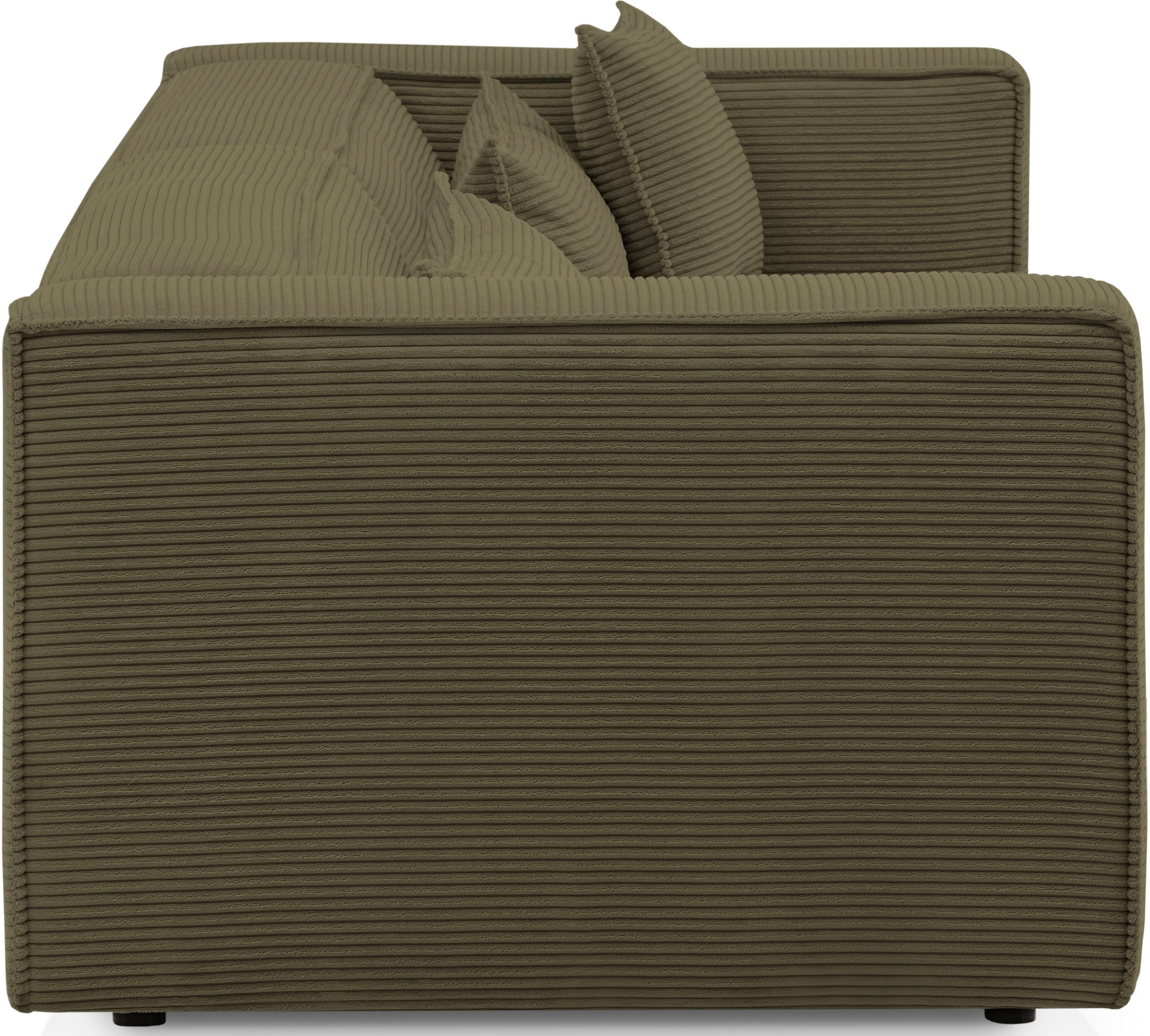LeGer Home by Lena Gercke 3-Sitzer »PIARA, Couch mit Kedernaht, Sofa in Cord oder Leinenoptik«, schwarze Füsse, bequemer Sitzkomfort