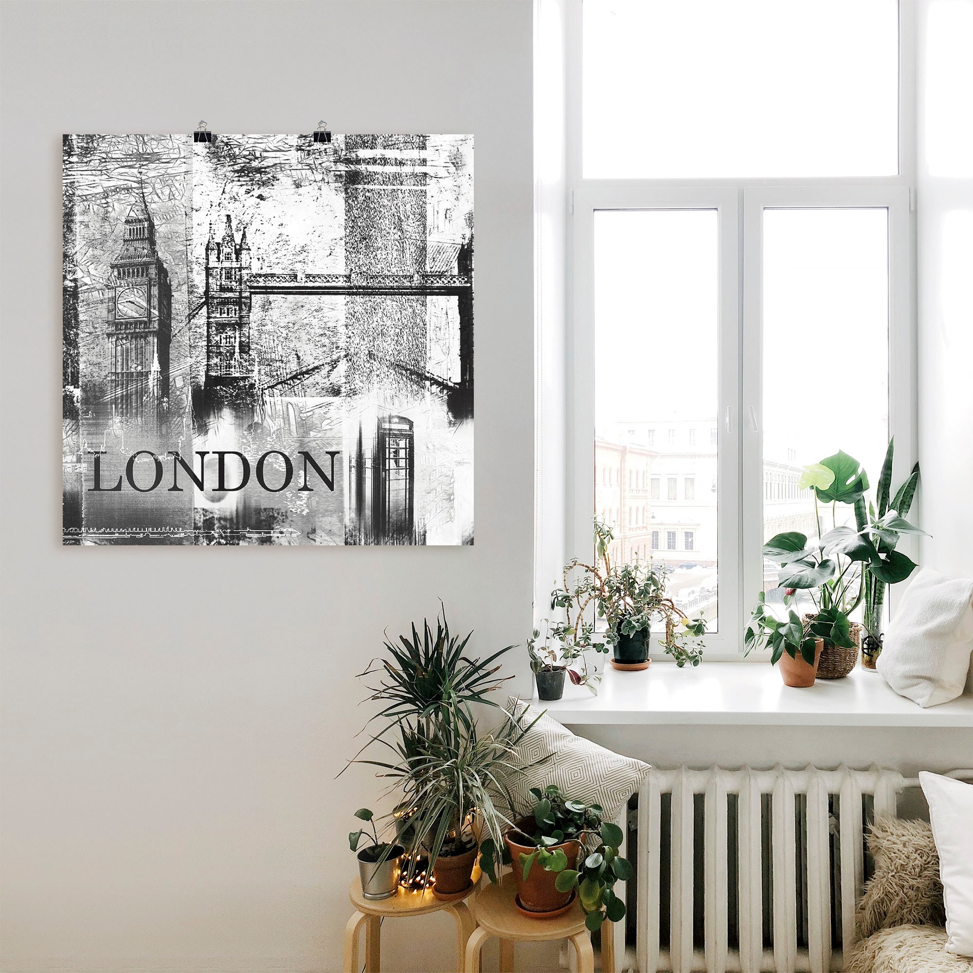 Artland Poster »London Skyline Abstrakte Collage 04«, Gebäude, (1 St.), als Leinwandbild, Wandaufkleber oder Poster in versch. Grössen