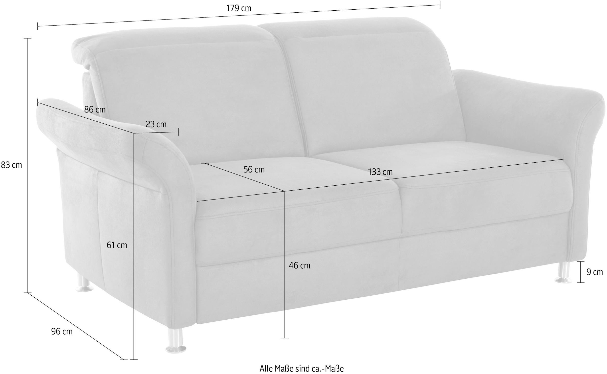 sit&more 2,5-places »Darwin« inklusive Federkern, wahlweise mit Kopfteilverstellung