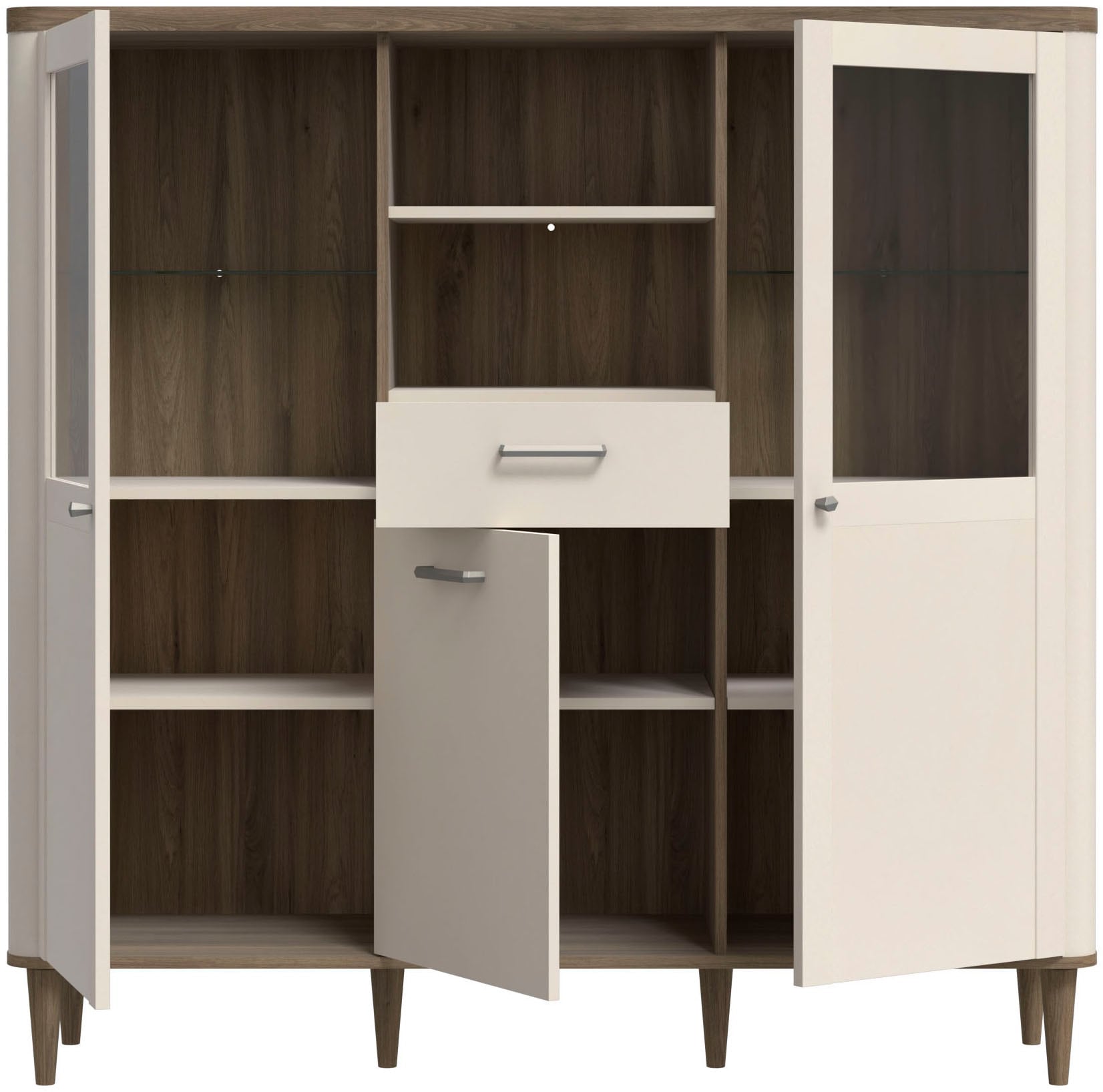 FORTE Vitrine »Lacetti« B/H/T 144,8/142,9/41,2 cm, Echtholzfüsse