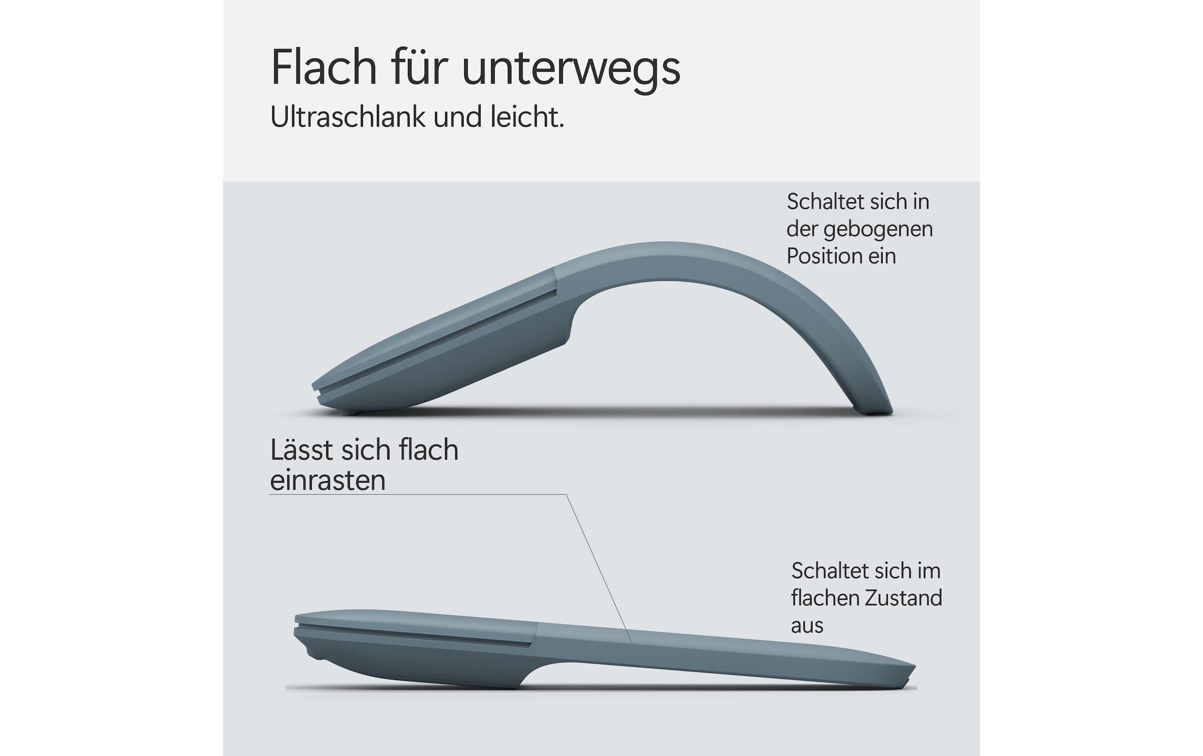 Microsoft Maus »Surface Arc Mouse«, Bluetooth, faltbar, Touch Oberfläche, Scrollrad-Emulation