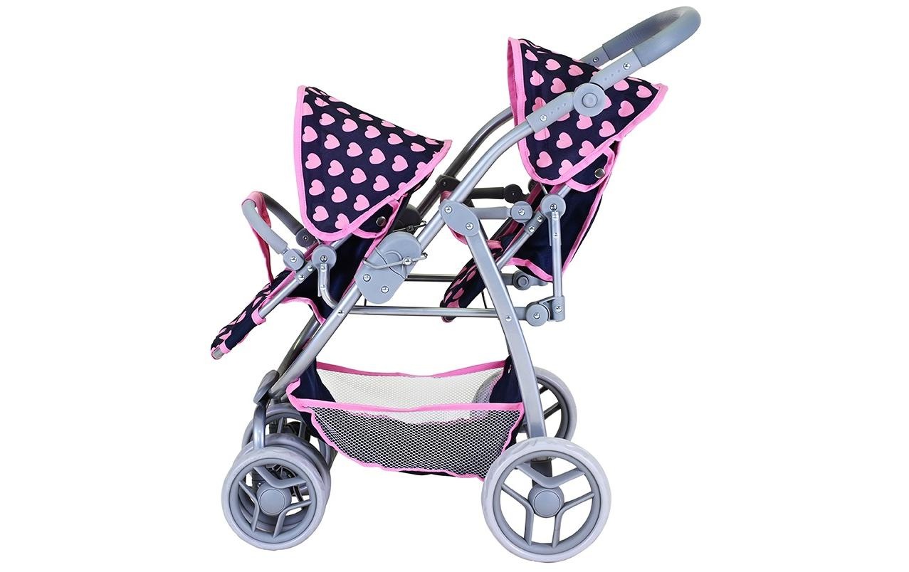 Knorrtoys® Puppen-Zwillingsbuggy »Zwillingspuppenwagen Milo Pink Hearts«