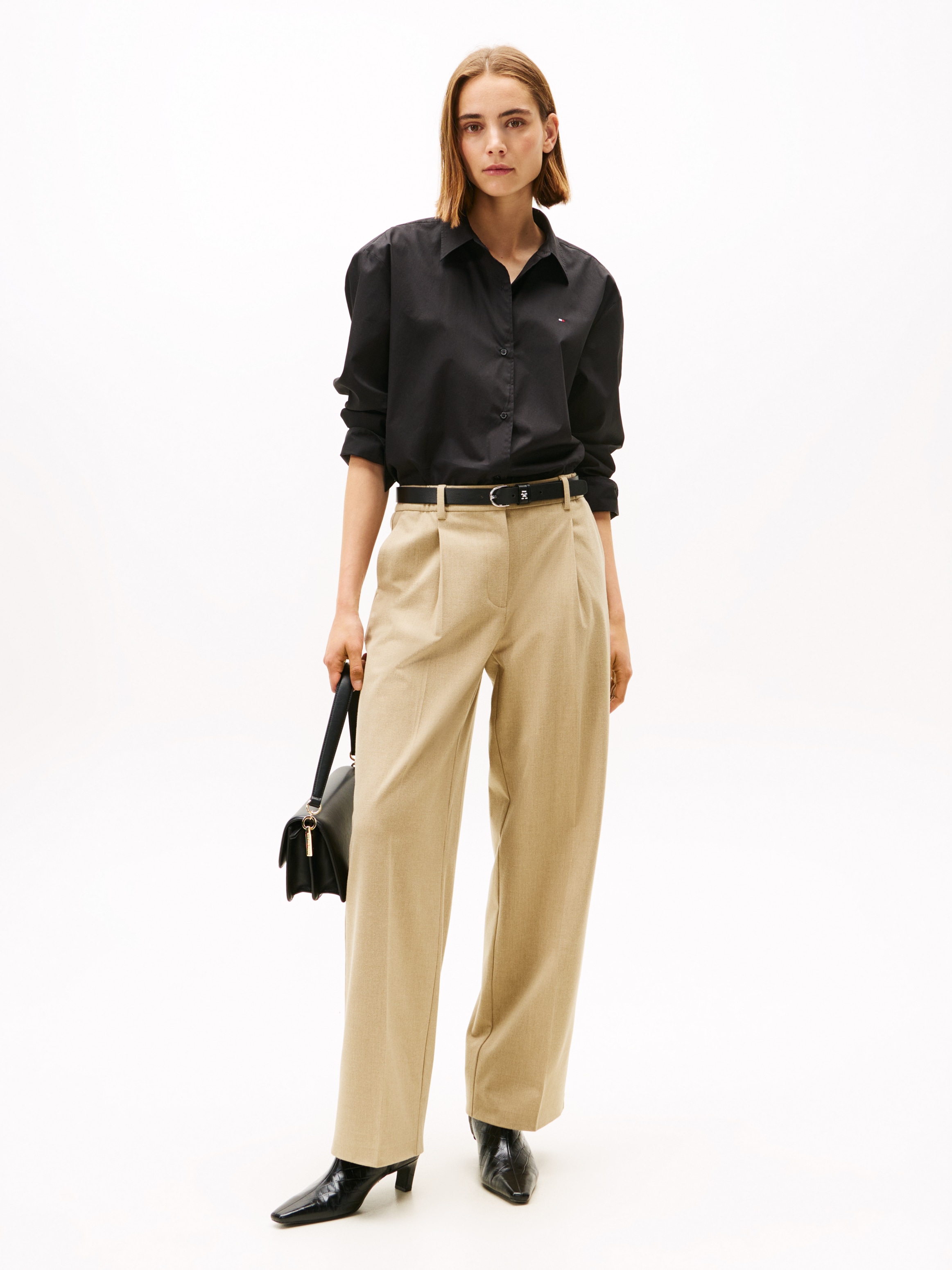 Tommy Hilfiger Hemdbluse »ESS POPLIN EASY FIT SHIRT«, mit abgerundetem Saum