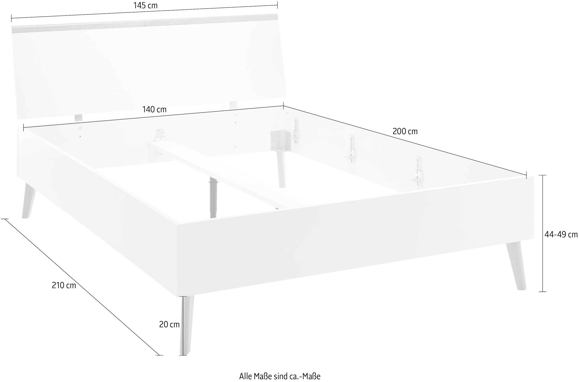 andas Einzelbett »Merle«, in skandinavischem Design, Liegefläche 140x200cm