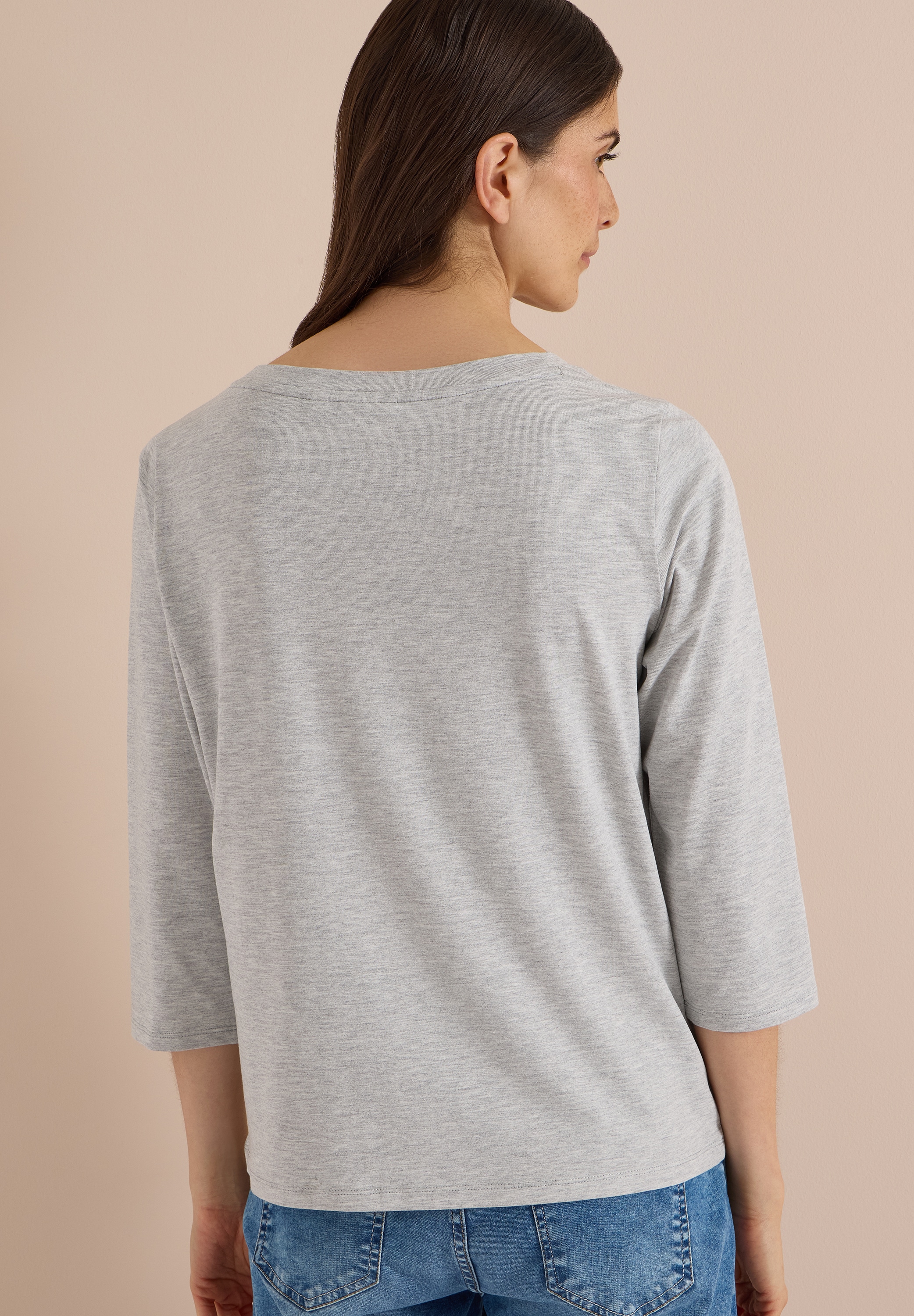 Cecil 3/4-Arm-Shirt mit Boat Neck und Print / Wording Artwork