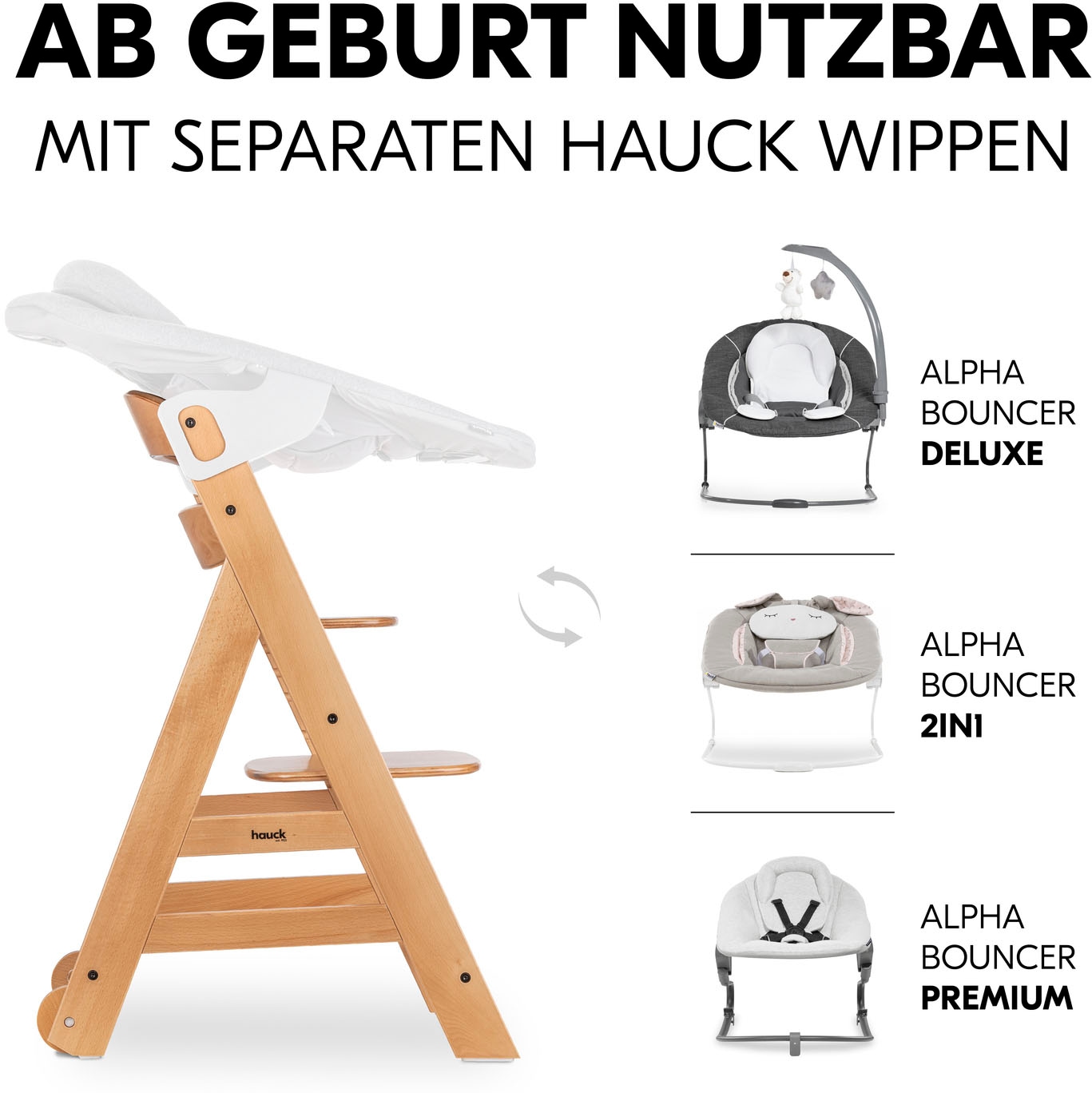 Hauck Hochstuhl »Beta+« () mit Holzrädern