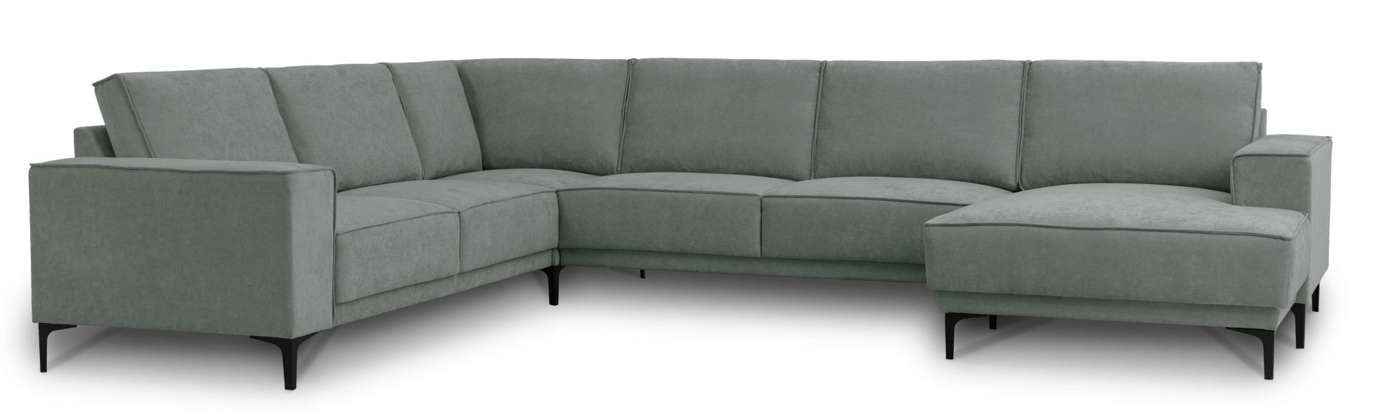 Places of Style Wohnlandschaft »XXL Sofa Oland, Struktur, Flachgewebe, Luxus-Microfaser, Boucle«, U-Form, 342 cm, Wellenunterfederung, Skandi-Design, Metallfüsse