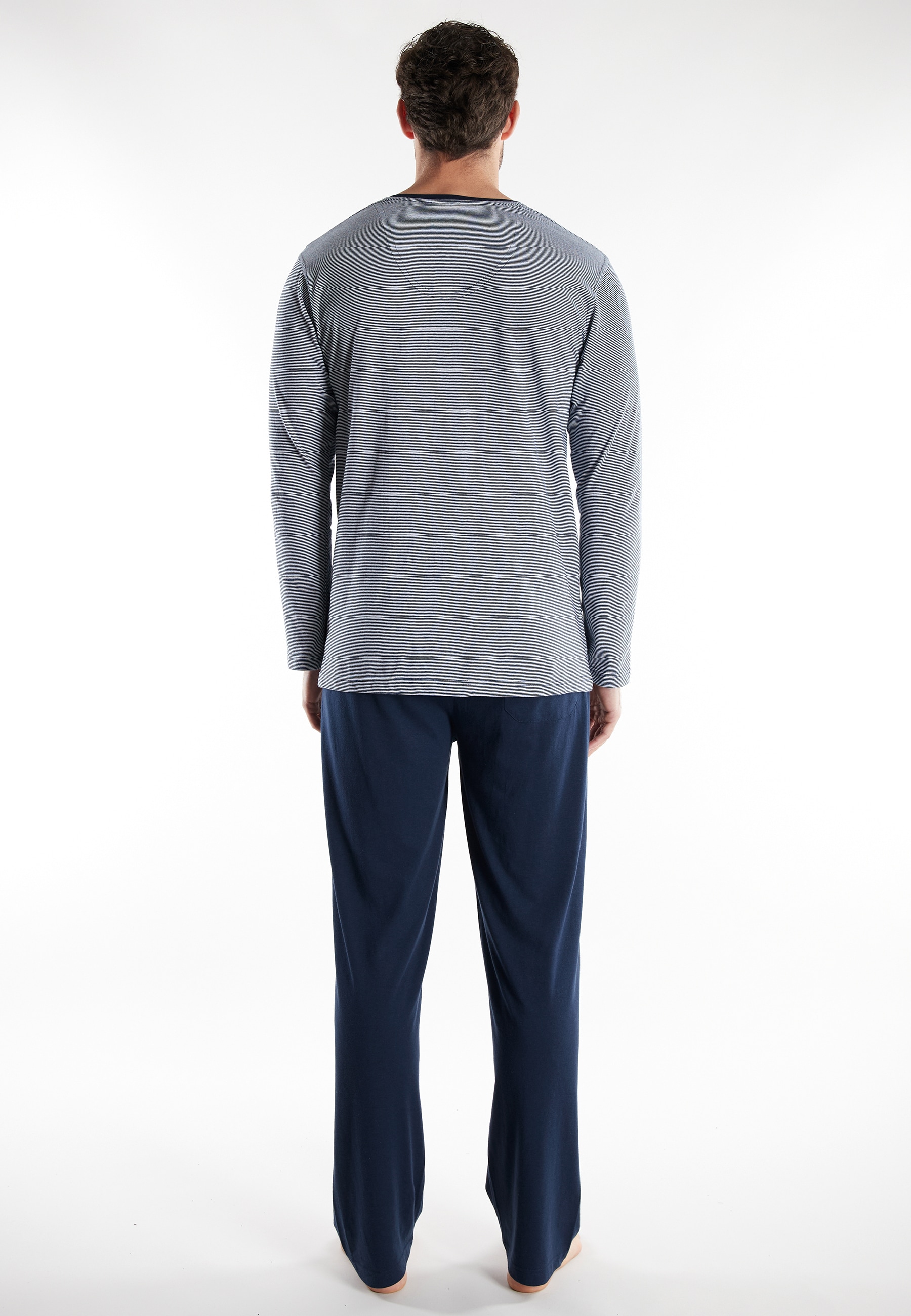TOM TAILOR Pyjama »Nevada« 2 pièces Streifendesign, Langarm, V-Ausschnitt, lange Hose, atmungsaktiv