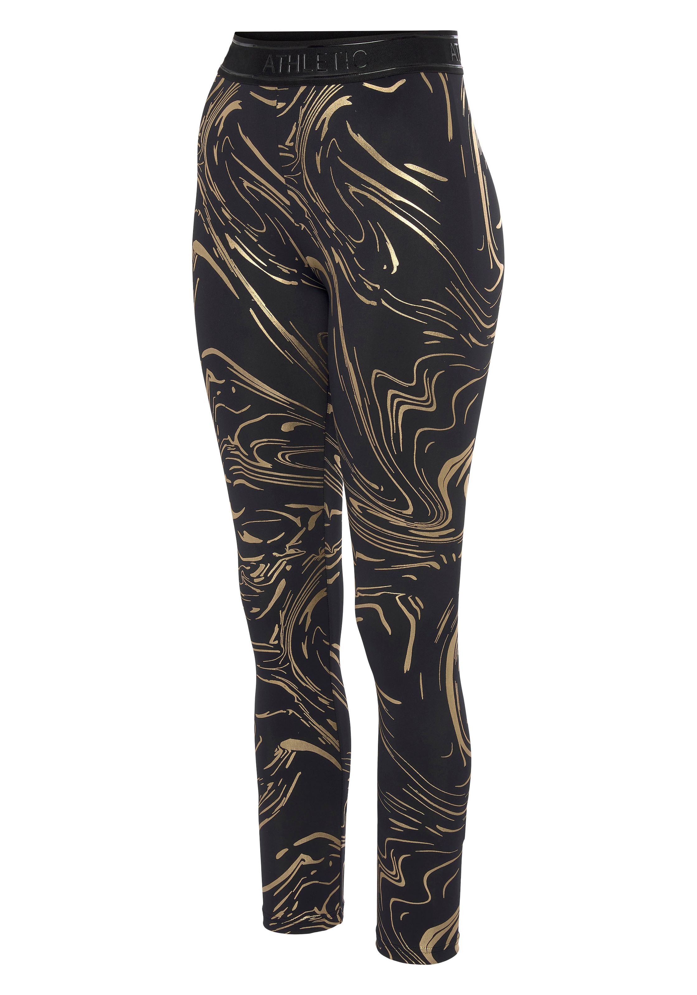 LASCANA ACTIVE Funktionsleggings, Sportleggings mit glänzendem Print und 3D Schriftzug