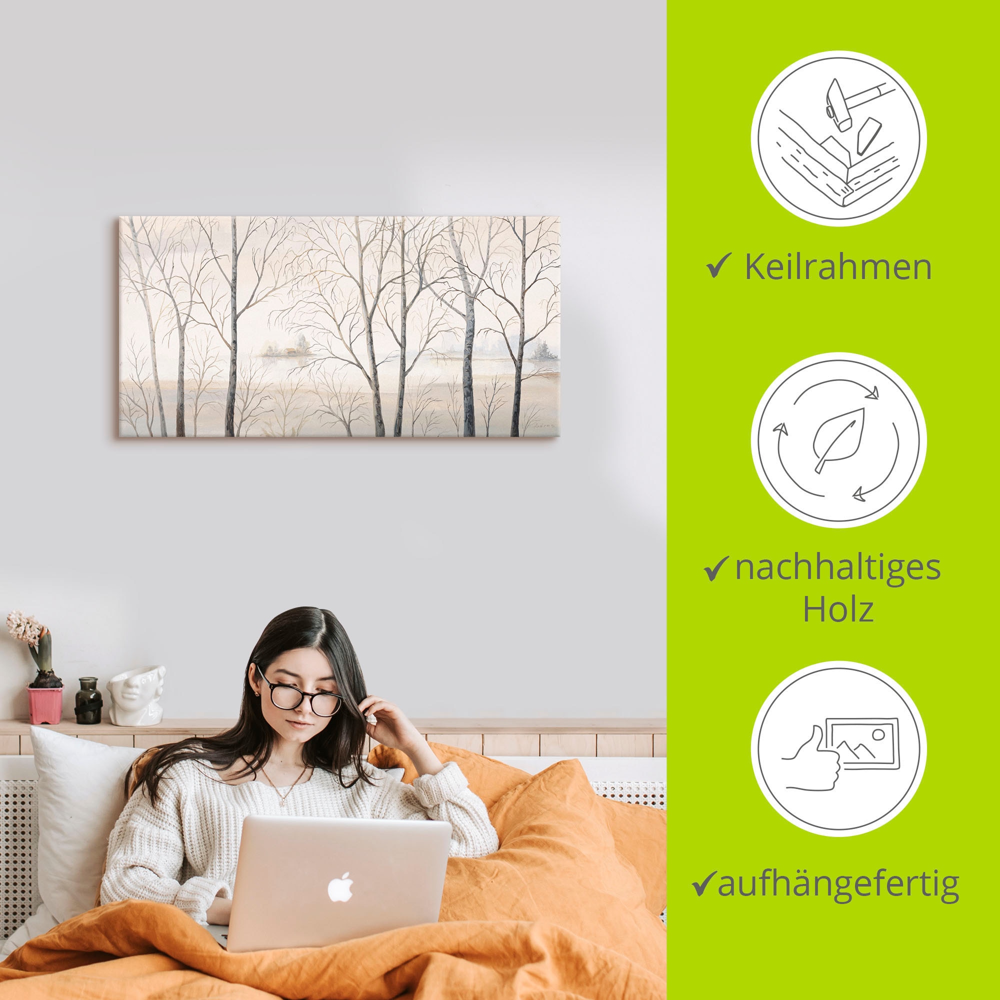 Artland Fresque murale »Seeufer am Wald I« 1 cuis tlg. als Alubild, Leinwandbild in verschied. Grössen