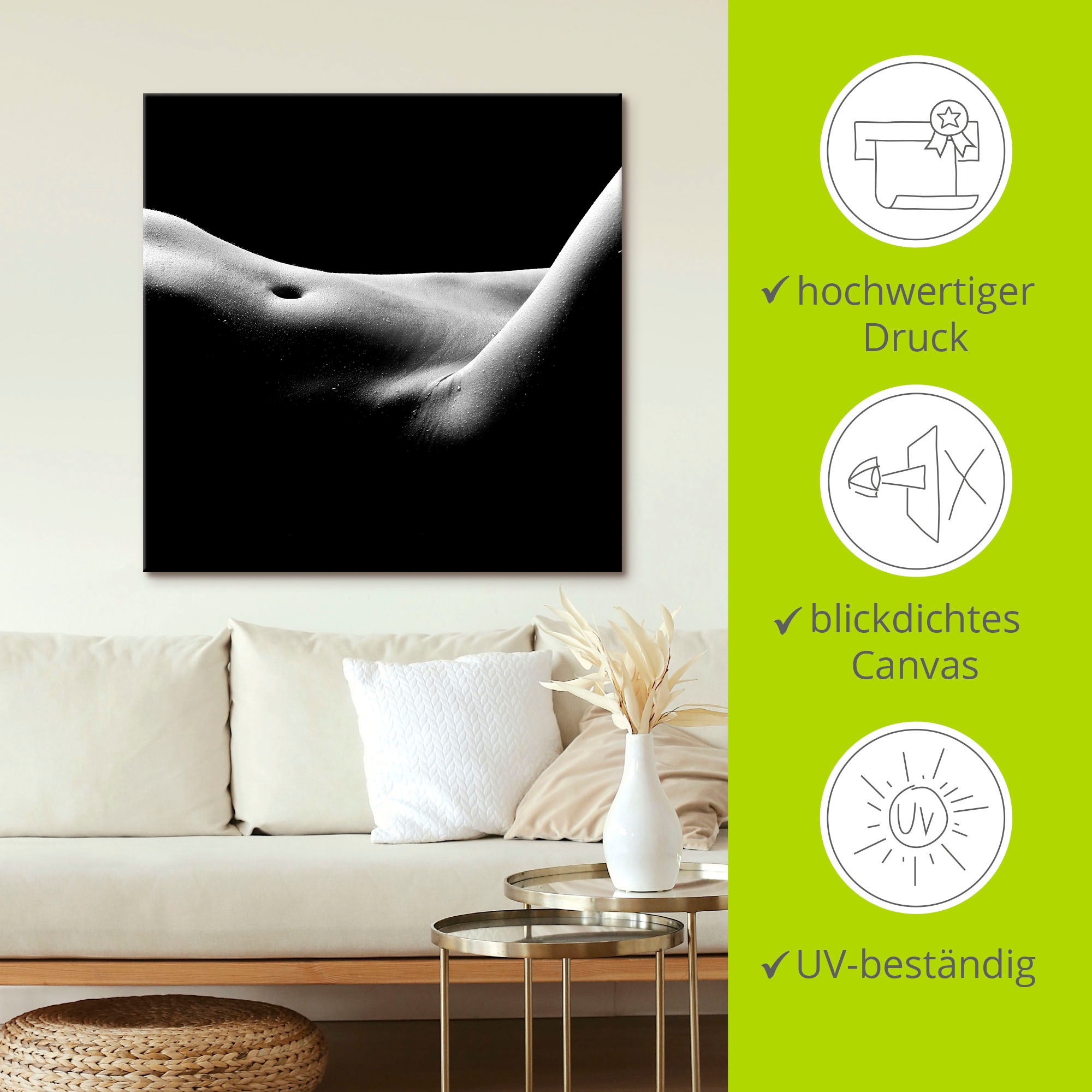 Artland Leinwandbild »Körperausschnitt einer nackten Frau« Frau 1 Stk. tlg. auf Holzrahmen gespannt