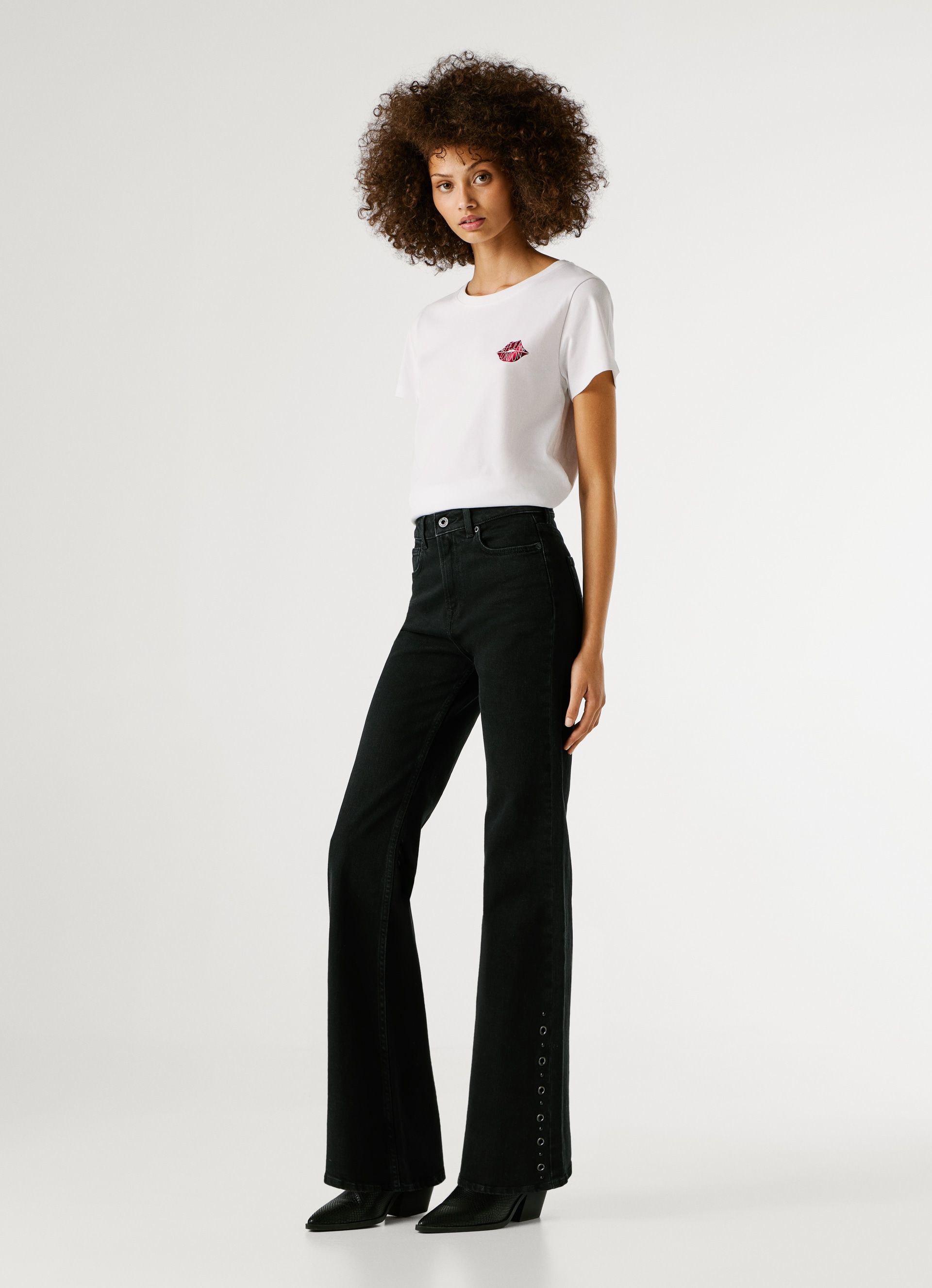 Pepe Jeans Jeans taille haute »WILLA BLK« Flare Leg, mit dekorativen Nieten