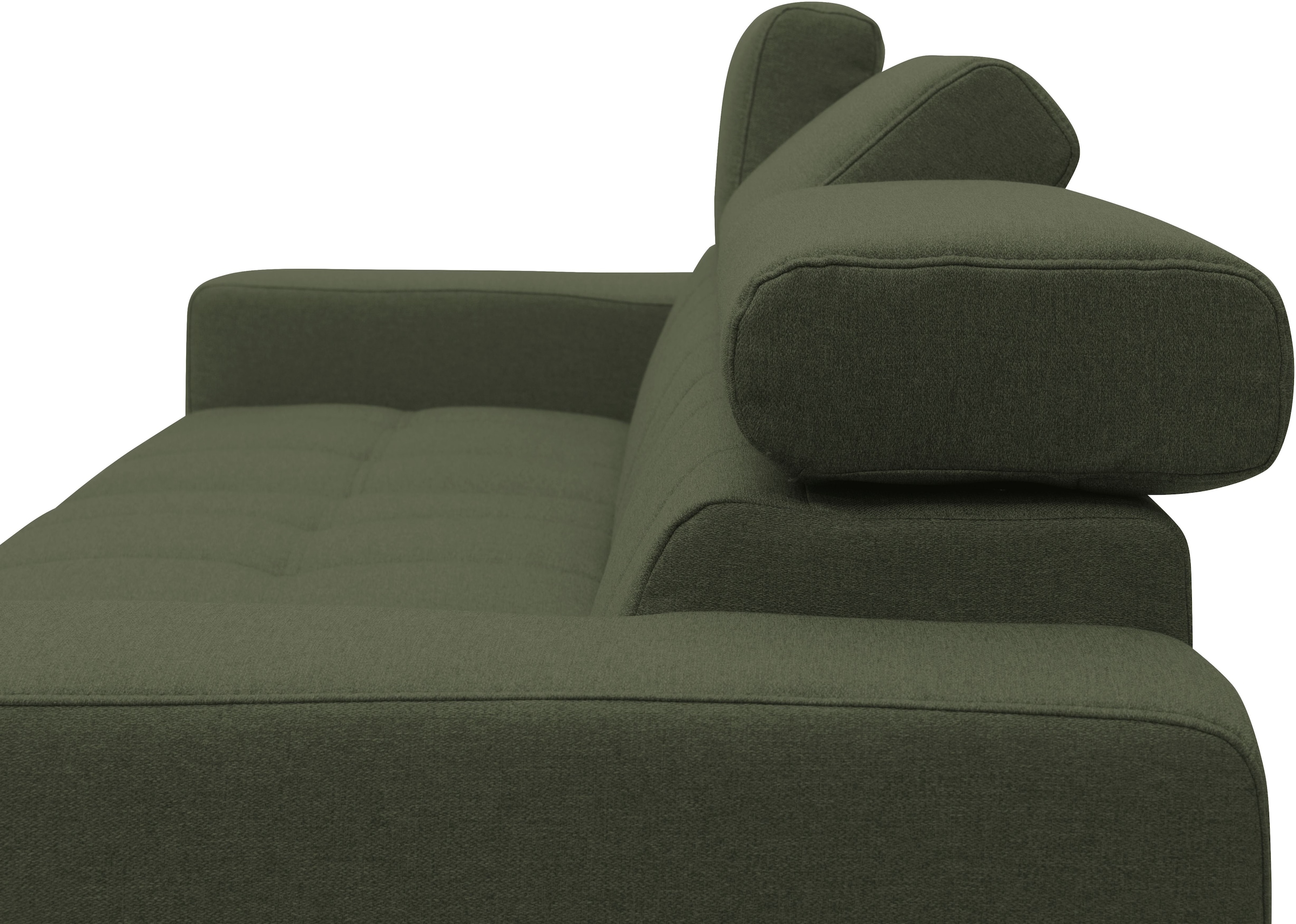 DOMO collection Ecksofa »Trento L-Form, mit Kufenfuss oder Einzelfuss«, wahlweise mit Kopfteilverstellung, Recamiere links/rechts bestellbar