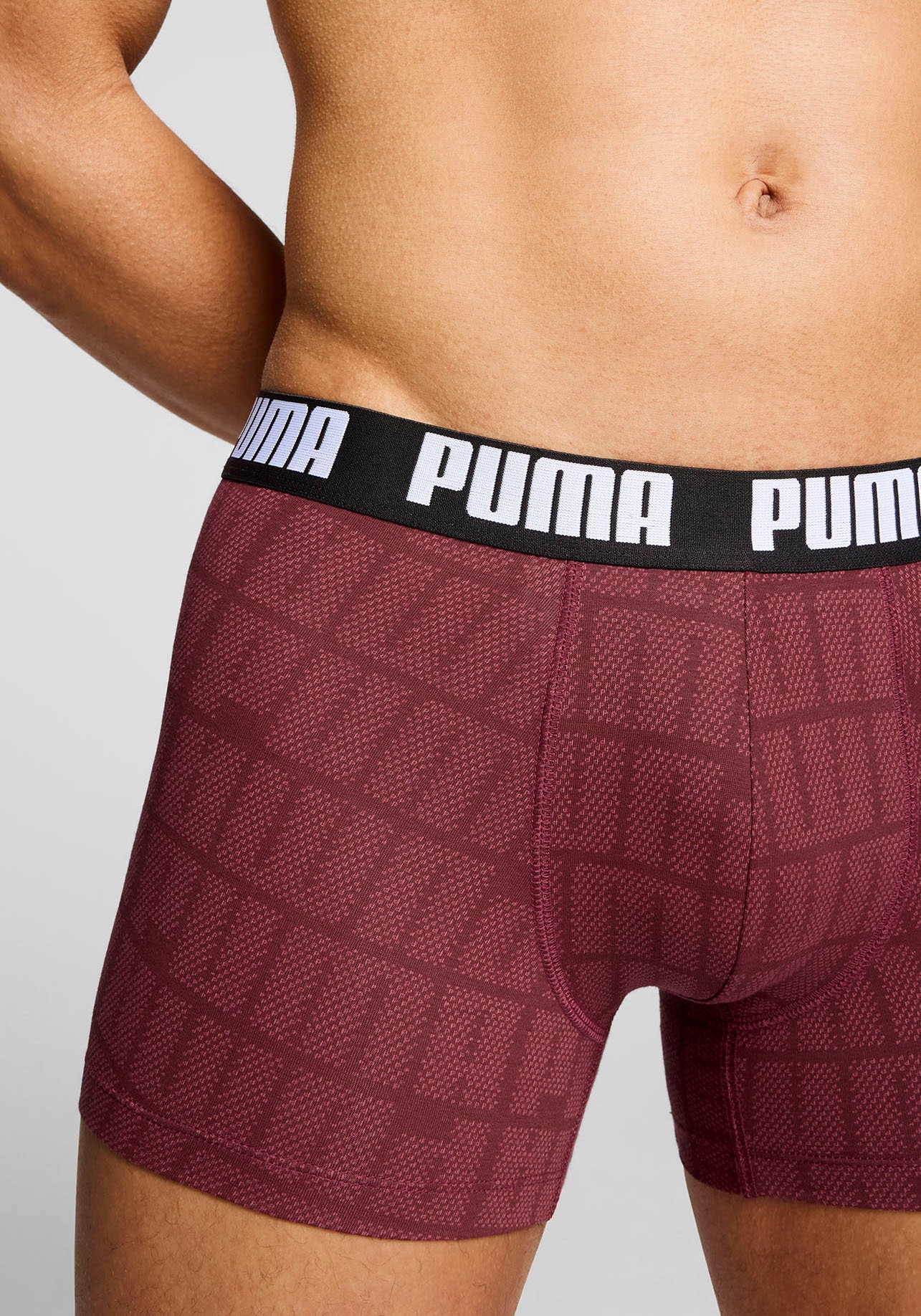 PUMA Boxershorts »PUMA MEN LOGO PRINT BOXERS 2P«, elastischer Logobund, ohne Eingriff