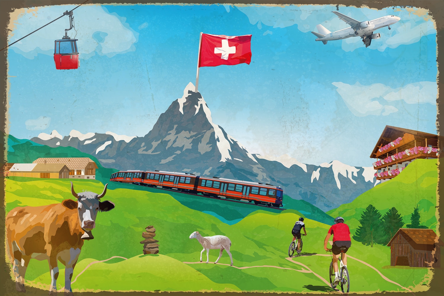 queence Metallbild »VACATION«, Schweiz, Blechschilder