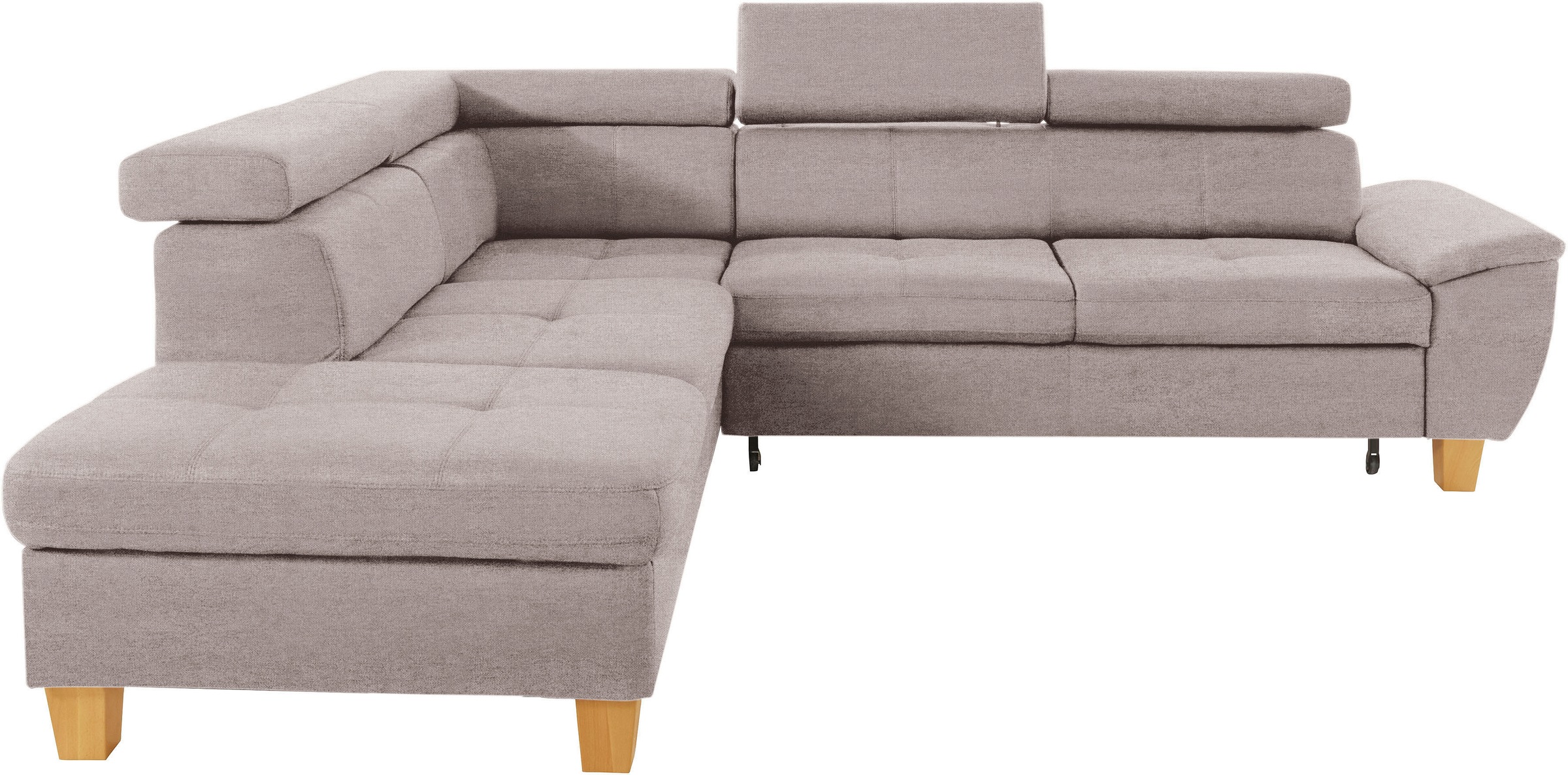 exxpo - sofa fashion Ecksofa »Enya, hoher Sitzkomfort, Breite 266cm, bequem, 12cm hohe Füsse, L-Form« mit Kopfteilverstellung, wahlweise Bettfunktion u. Bettkasten