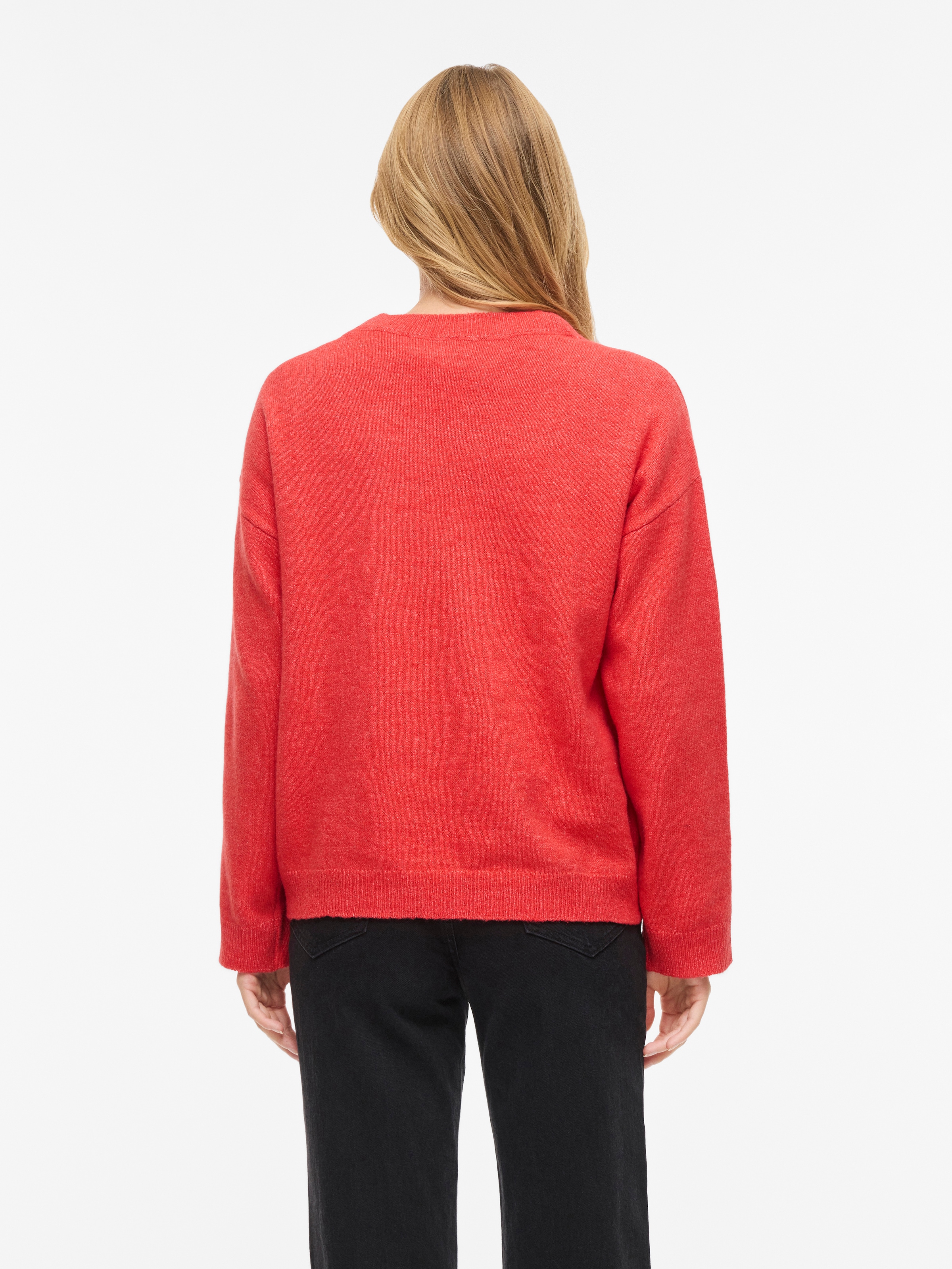 Vila Pull en tricot »VILIGA L/S O-NECK KNIT TOP - NOOS« mélange de matières, coupe décontractée