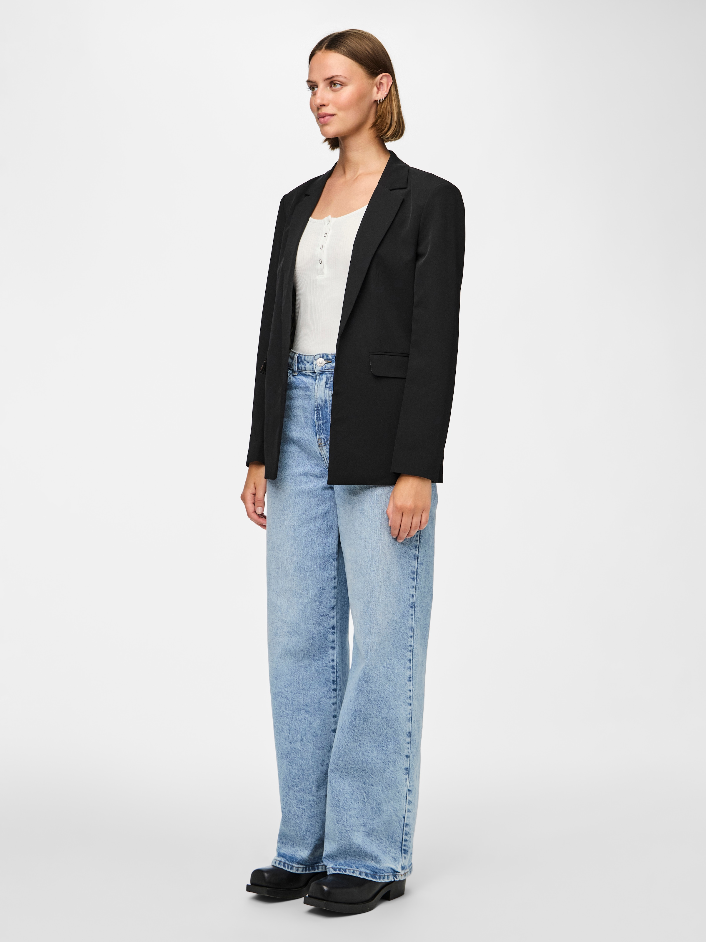 pieces Longblazer »PCBOZZY LS DETAIL BLAZER NOOS BC«, mit Leo Futter