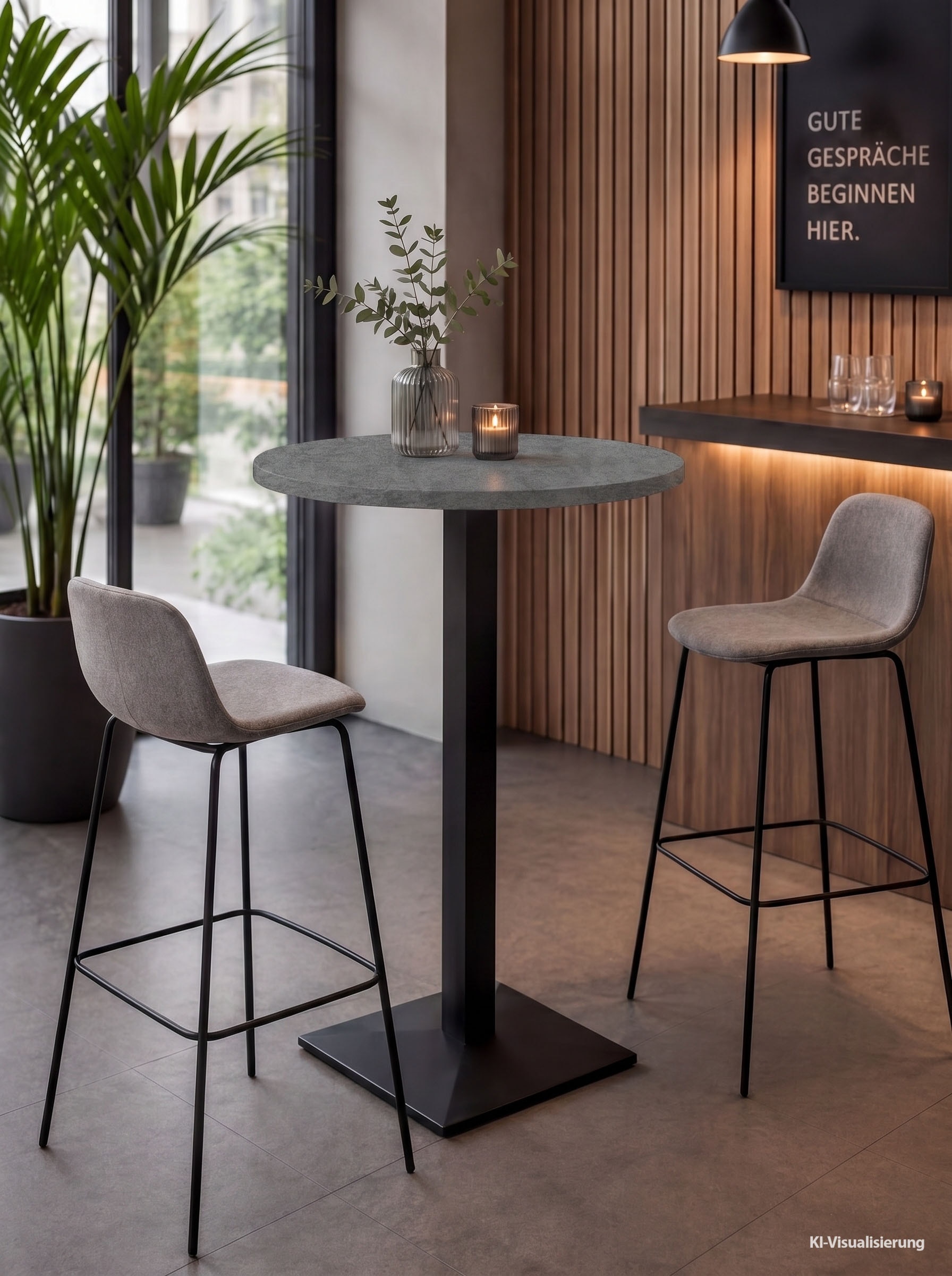 Image of Mäusbacher "Big Bistro Metall" Quadrat-Säulengestell, runde Platte Ø 70 cm x H 105 cm