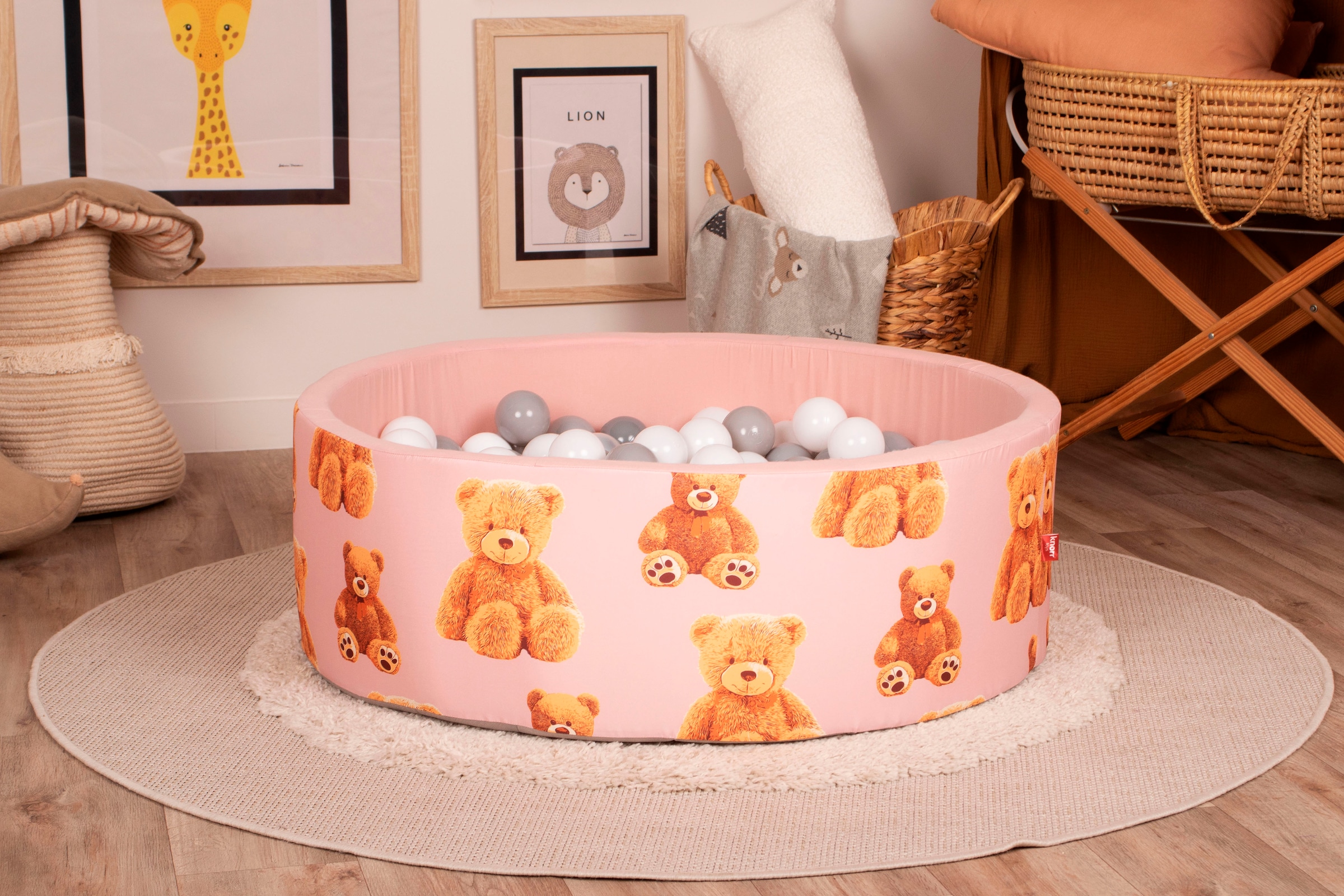 Knorrtoys® Piscine à balles »Soft, Teddy pink« mit 150 Bällen grey/white/transparent; Made in Eurpe