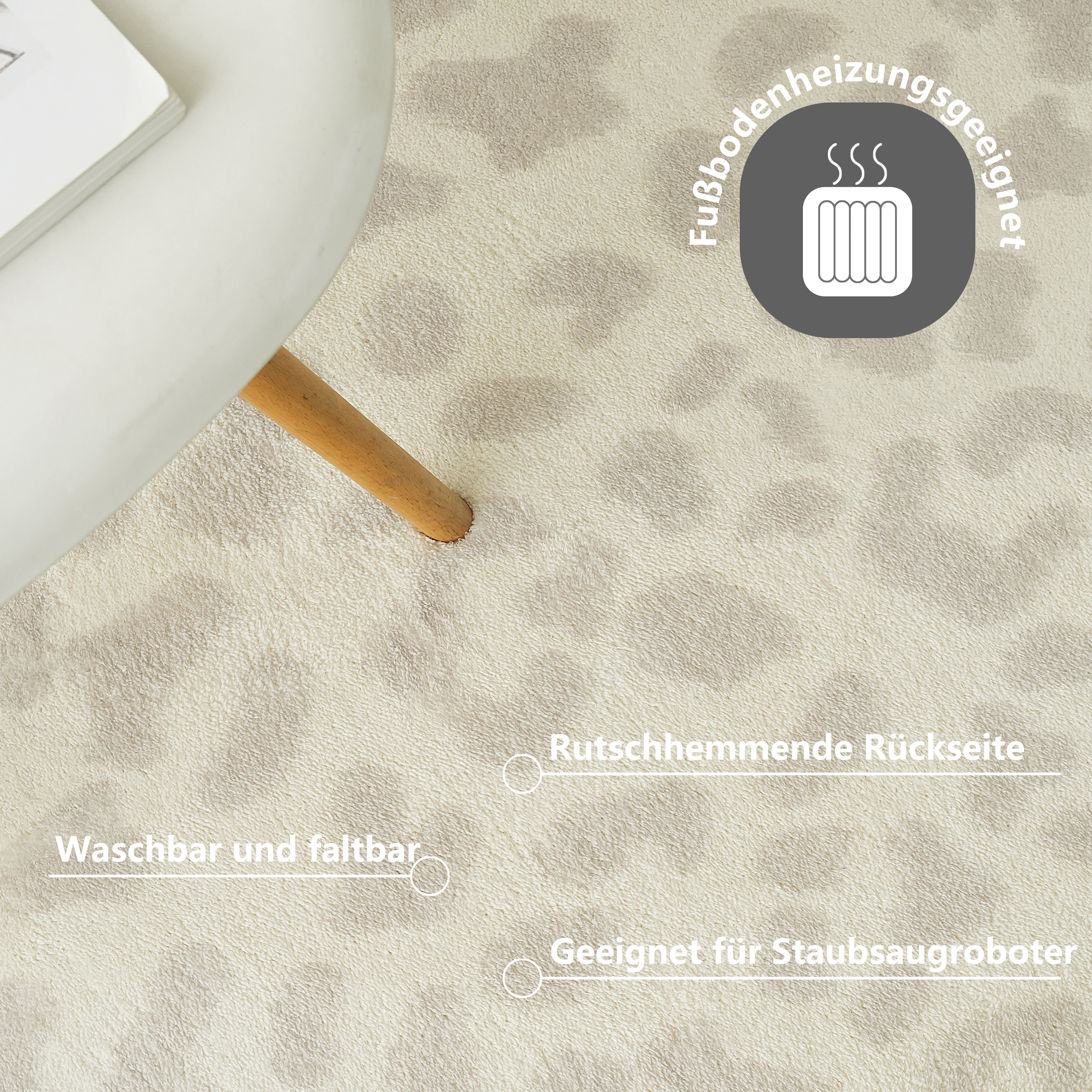 GOODproduct Teppich »Leo, mit trendigem Leopardenmuster, waschbar« rechteckig 12 mm Höhe kuschelig & weich, modern, Animal Print, Wohnzimmer, Schlafzimmer
