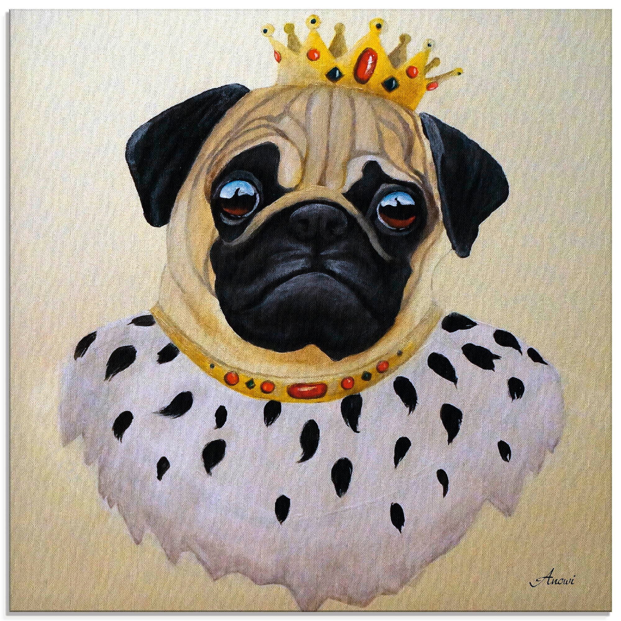 Image of Artland Glasbild »König Mops der Furchtlose«, Humor, (1 St.) bei Ackermann Versand Schweiz