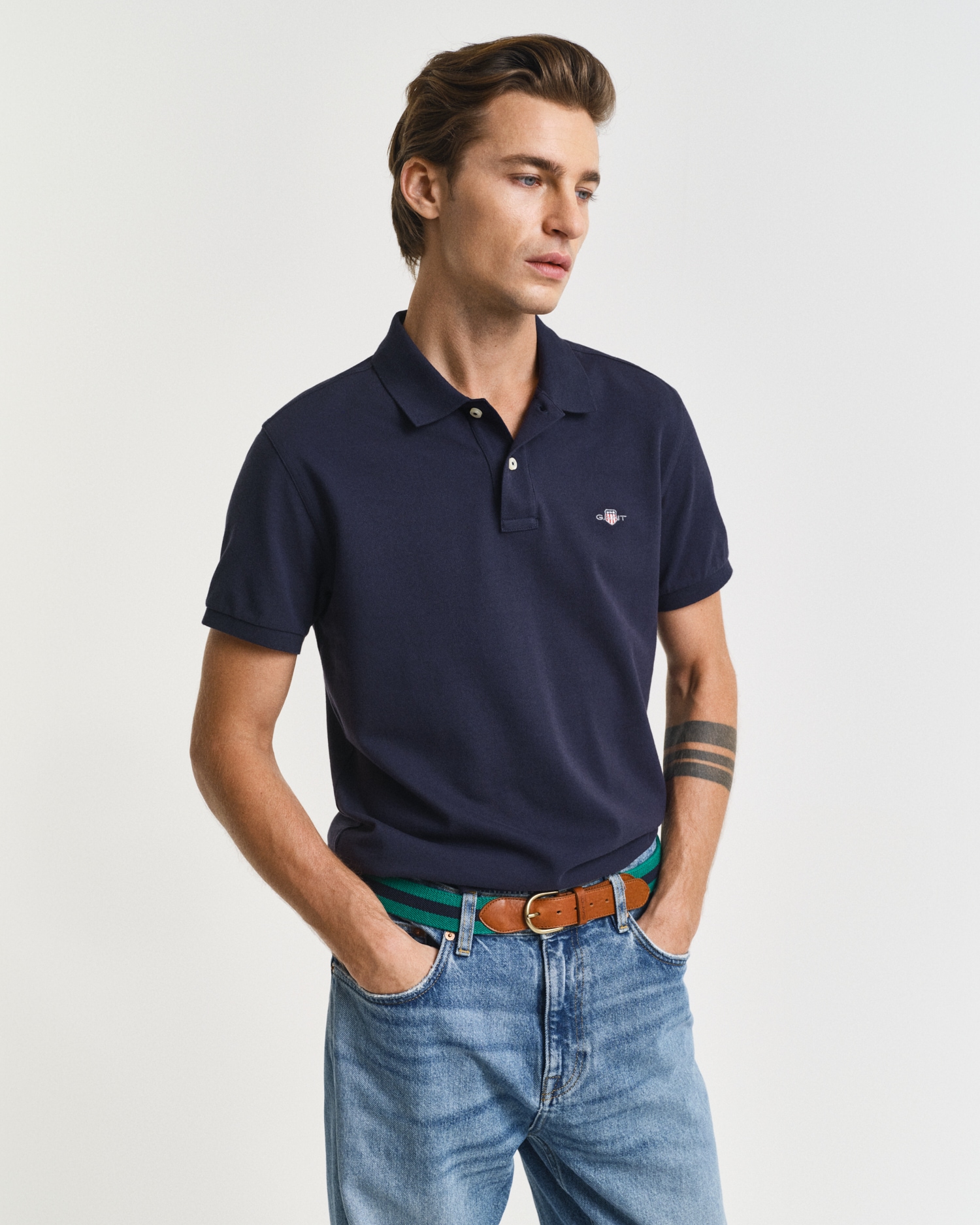 Image of Gant "SLIM SHIELD SS PIQUE POLO" mit Logostickerei auf der Brust