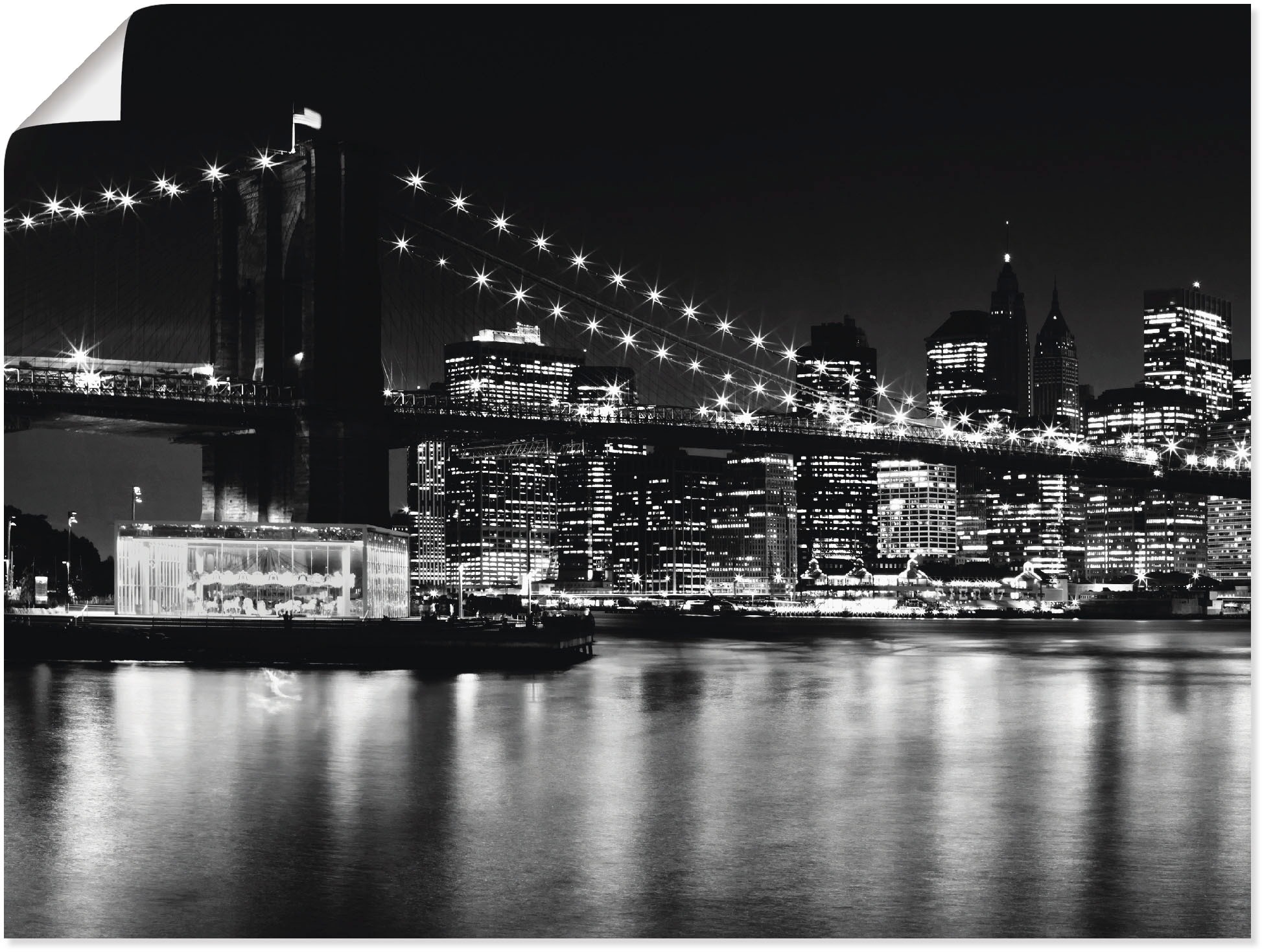 Image of Artland Wandbild »Night Skyline Manhattan Brooklyn Bridge«, Amerika, (1 St.), in vielen Grössen & Produktarten -Leinwandbild, Poster, Wandaufkleber / Wandtattoo auch für Badezimmer geeignet bei Ackermann Versand Schweiz