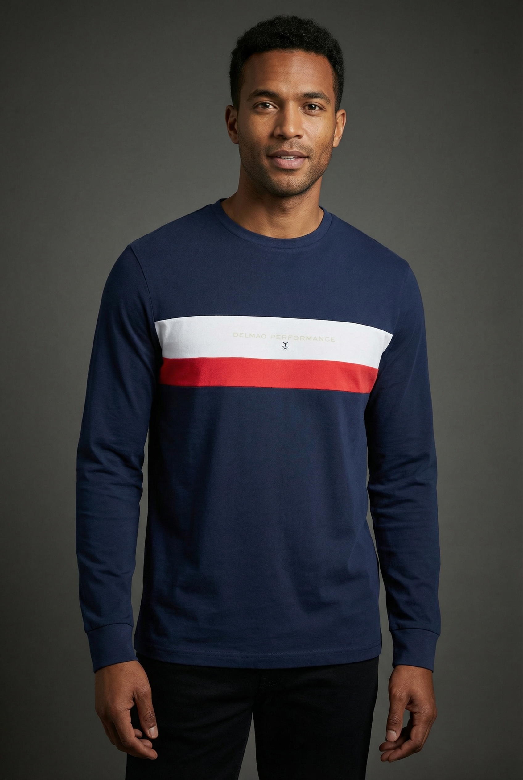 Image of DELMAO Langarmshirt "Neue Kollektion" schmale Passform, Langarm, mit Rundhalsausschnitt