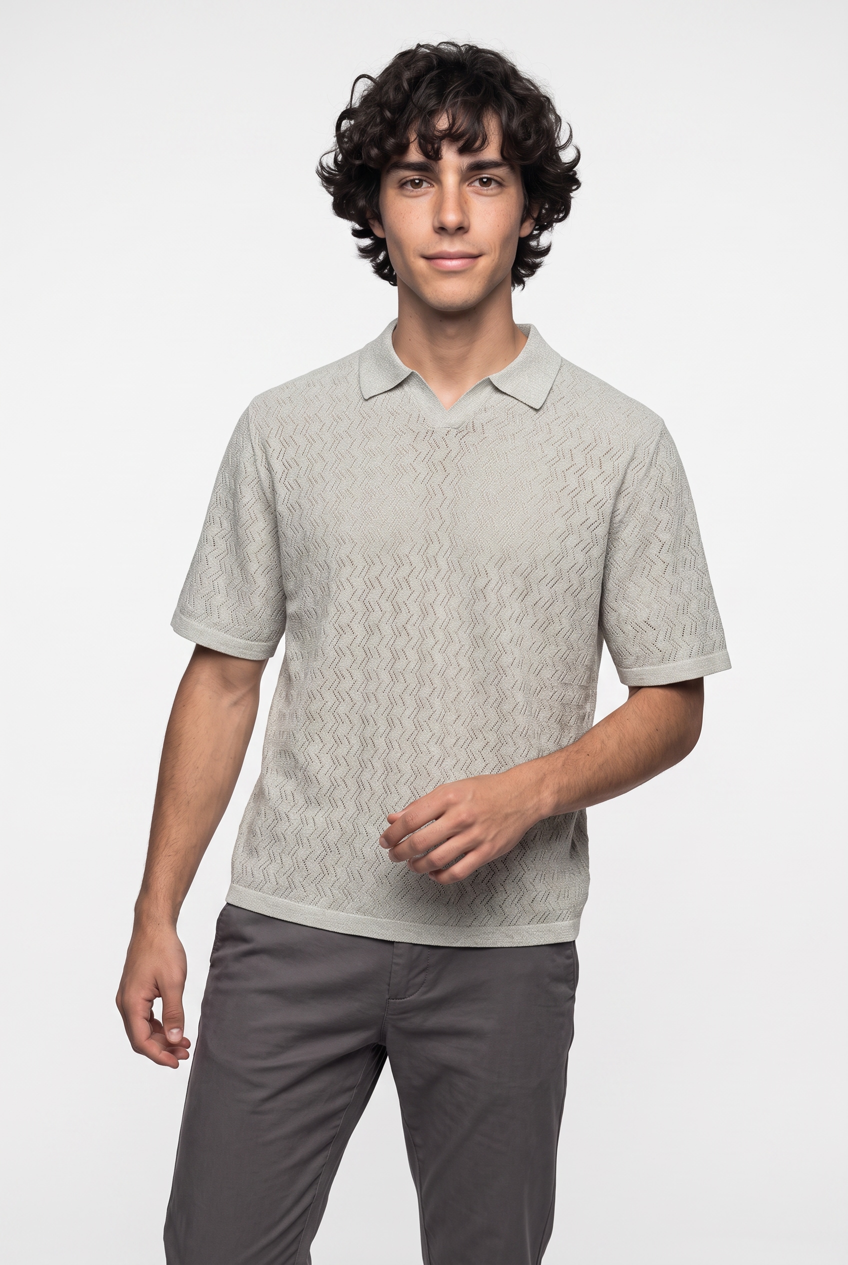 Image of Jack & Jones Polokragenpullover "JORTYLER KNIT SS SPLIT NECK POLO SN" Baumwollmischung, regular fit