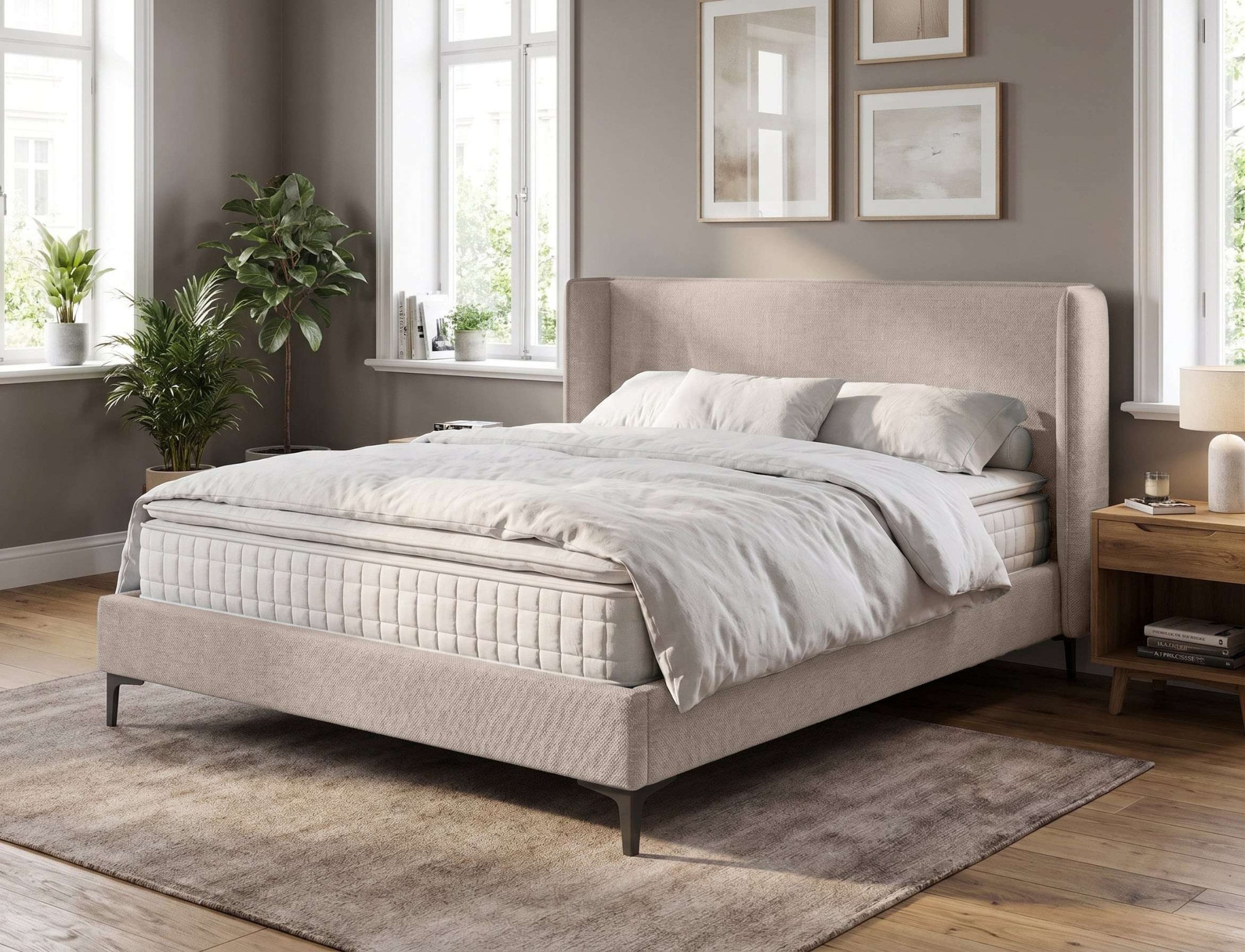 Home affaire Polsterbett »LYSEKIL Bettgestell mit Lattenrost, Breite 140/160/180/200cm, Chenille« Rahmenbett mit Kopfteil, ohne Matratze und Topper
