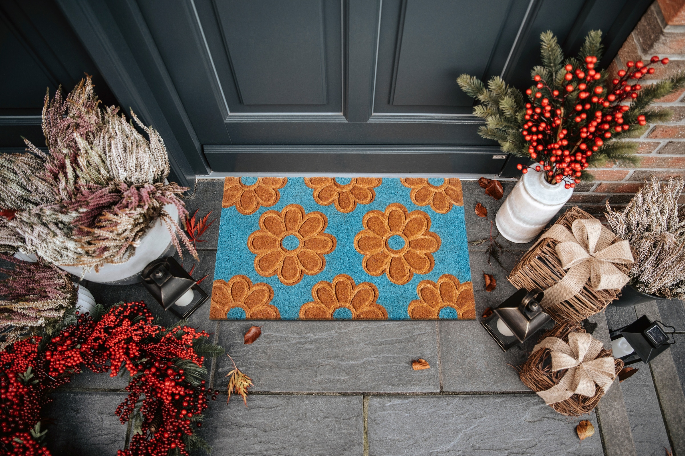 HANSE Home Fussmatte »Mix Mats Kokos Flowers, Türmatte«, rechteckig, 15 mm Höhe, Strapazierfähig, pflegeleicht, robust, wetterfest, UV-beständig