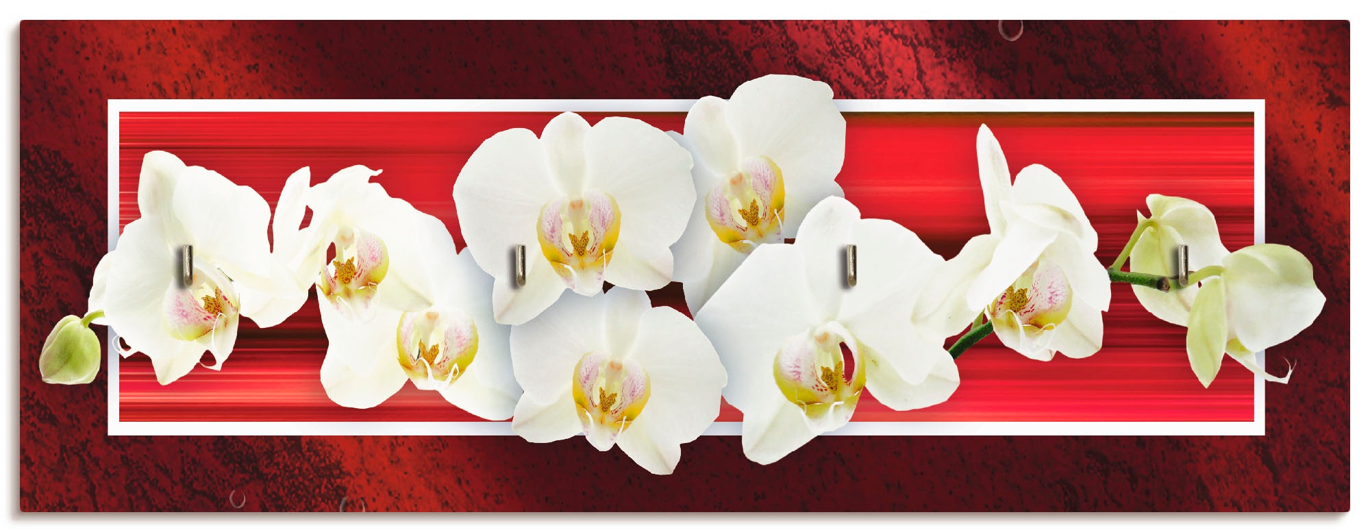 Image of Artland Hakenleiste »Orchideen«, aus Holz mit 4 Schlüsselhaken – Schlüsselboard, Schlüsselbretter, Schlüsselhalter, Schlüsselaufhänger für den Flur – Stil: Modern bei Ackermann Versand Schweiz