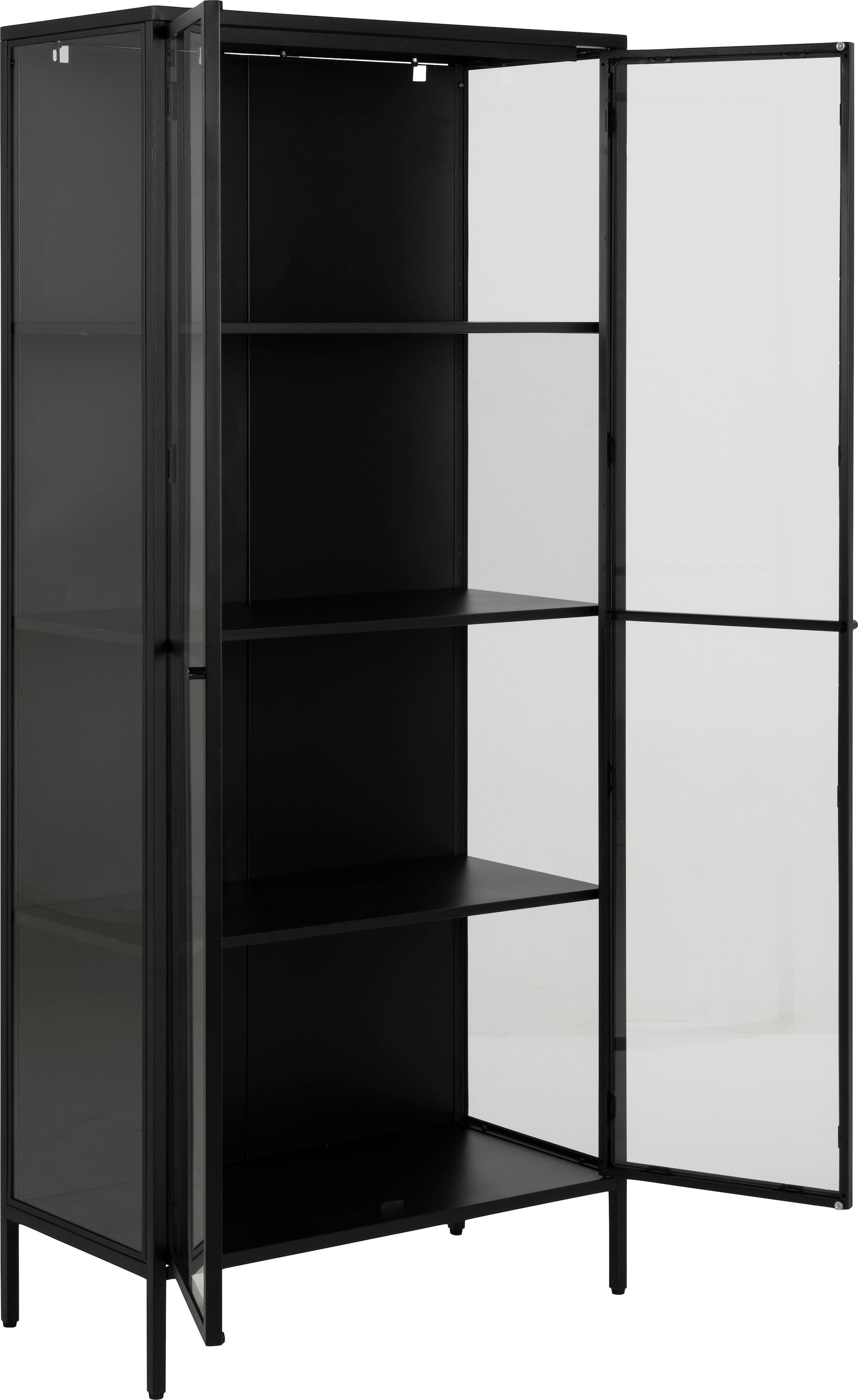 ACTONA GROUP Vitrines »New York« métal noir, avec portes vitrées et 4 compartiments, hauteur 180cm