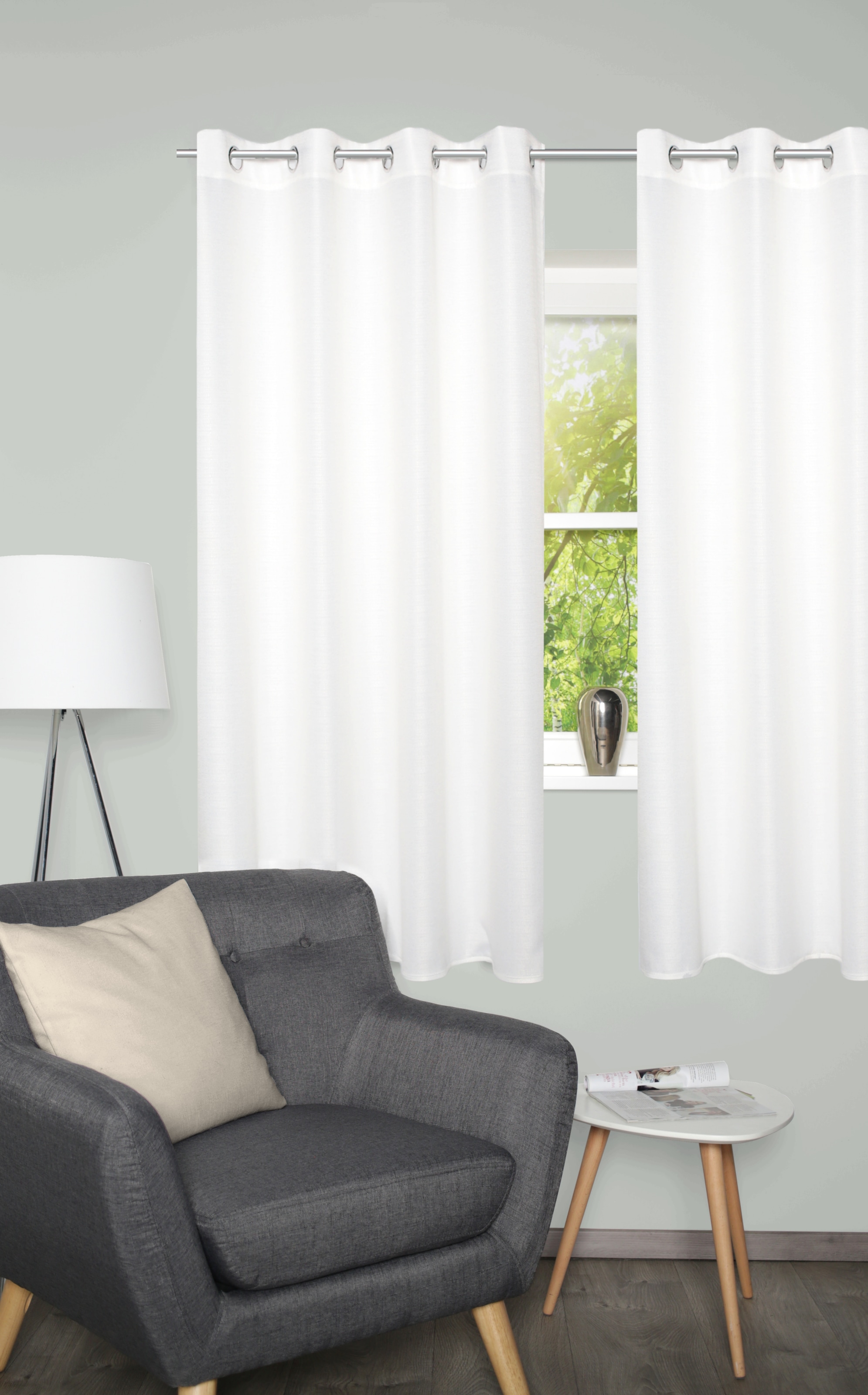 Home Basics Rideau »BENOGA 2er SET« Œillet 2 cuis tlg. SET, Ösenschal, Uni, Dekostruktur