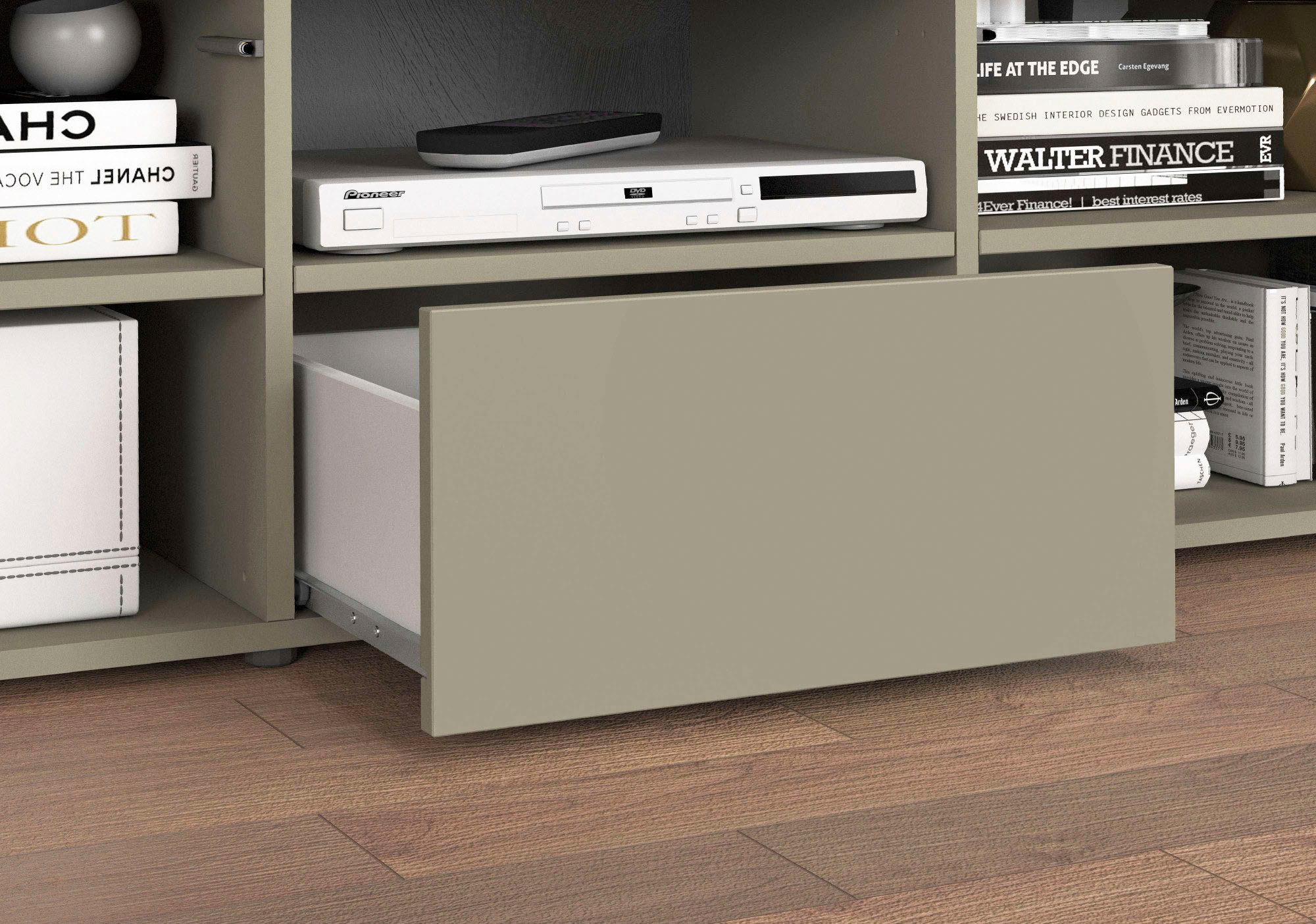 INOSIGN Lowboard »CHRONOS Breite 155 cm mit 2 Türen, 1 Schublade,1 offenes Fach«, (1 St.), TV-Board, Sideboard niedrig, Grifflos mit Push to Open 'Made in Italy'