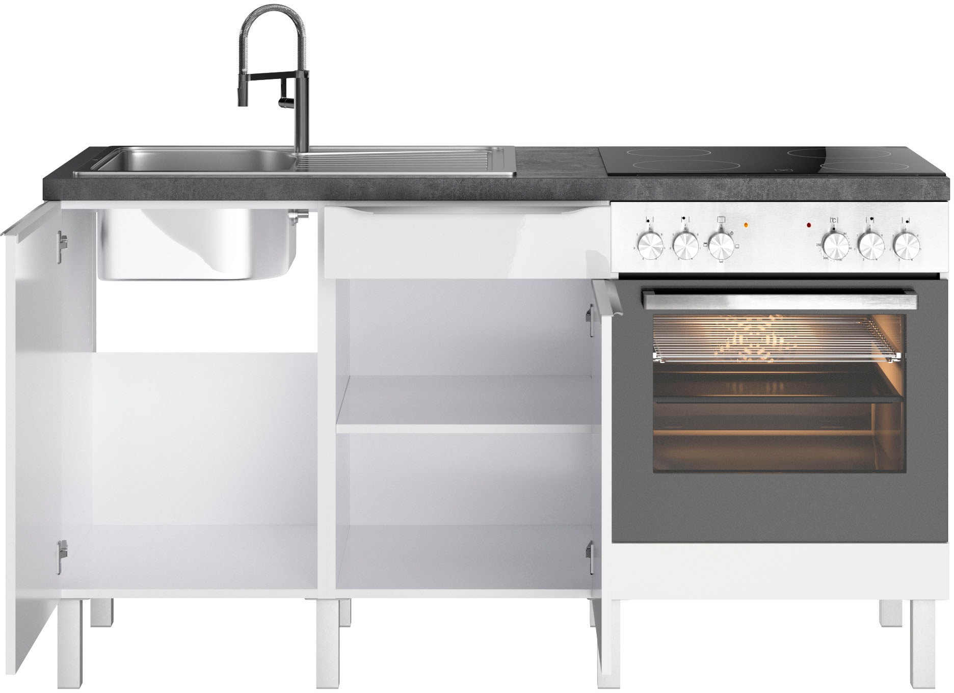 ♕ OPTIFIT Küche mit E-Geräten versandkostenfrei cm, 160 wahlweise auf »Lilly2«, Breite