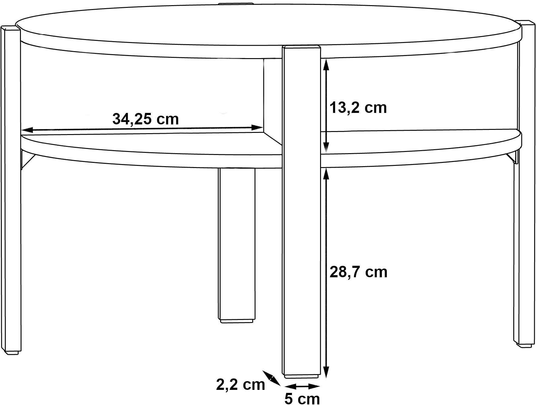 FORTE Beistelltisch »Tobago, runder Couchtisch mit 4 Ablagefächern, B/H/T 74,4/45,5/74,4 cm« Durchmesser ca. 74,5 cm