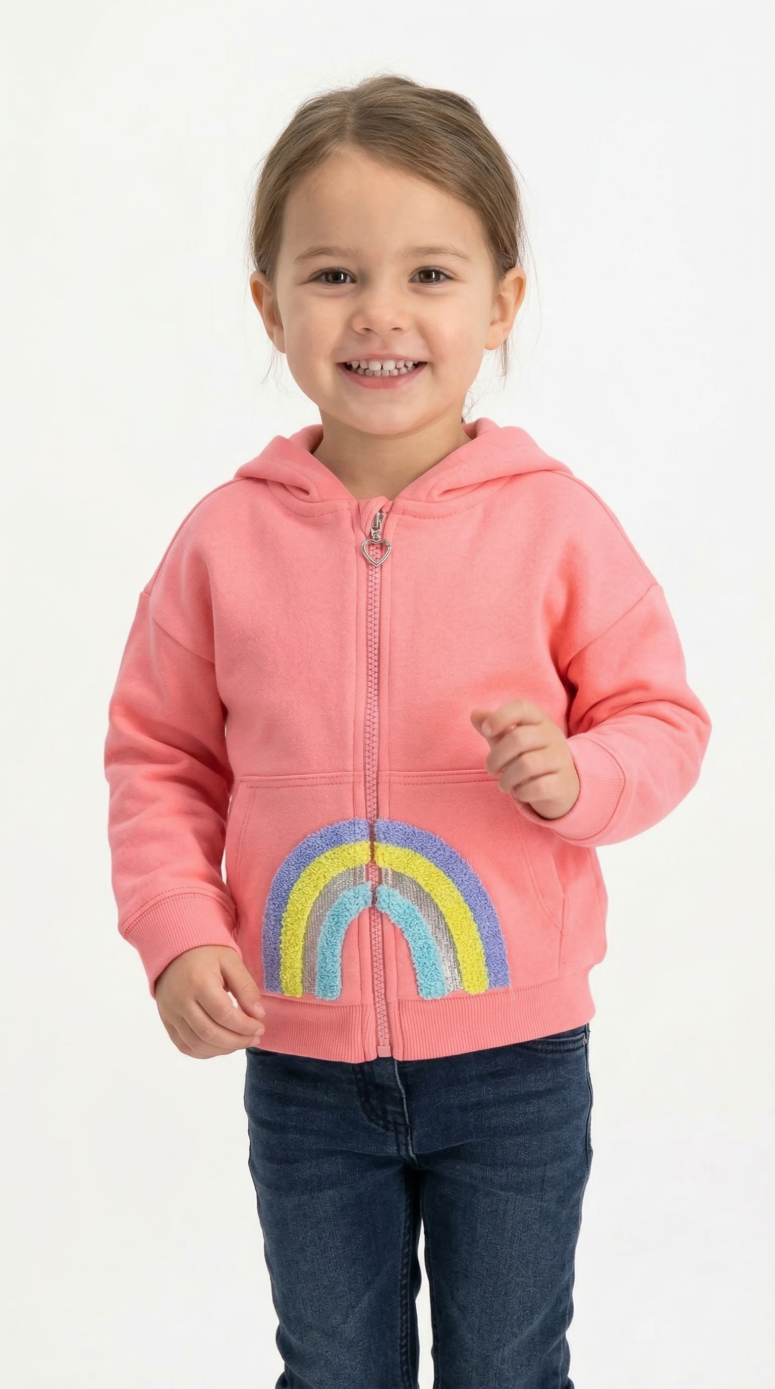 Image of Blue Seven Kapuzensweatjacke mit hochwertiger Regenbogen-Stickerei
