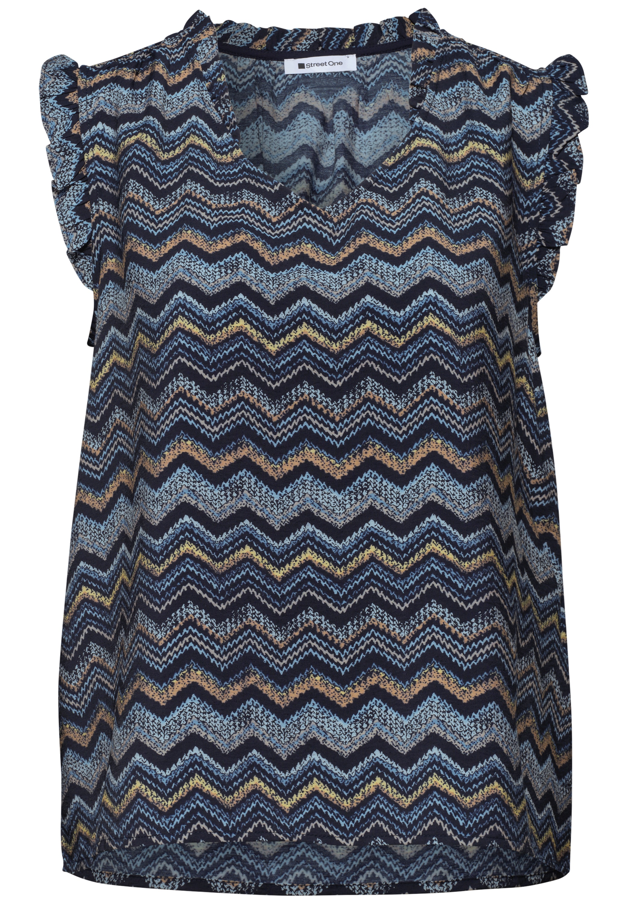 STREET ONE Blusentop Sommerbluse mit Zick-Zack-Muster