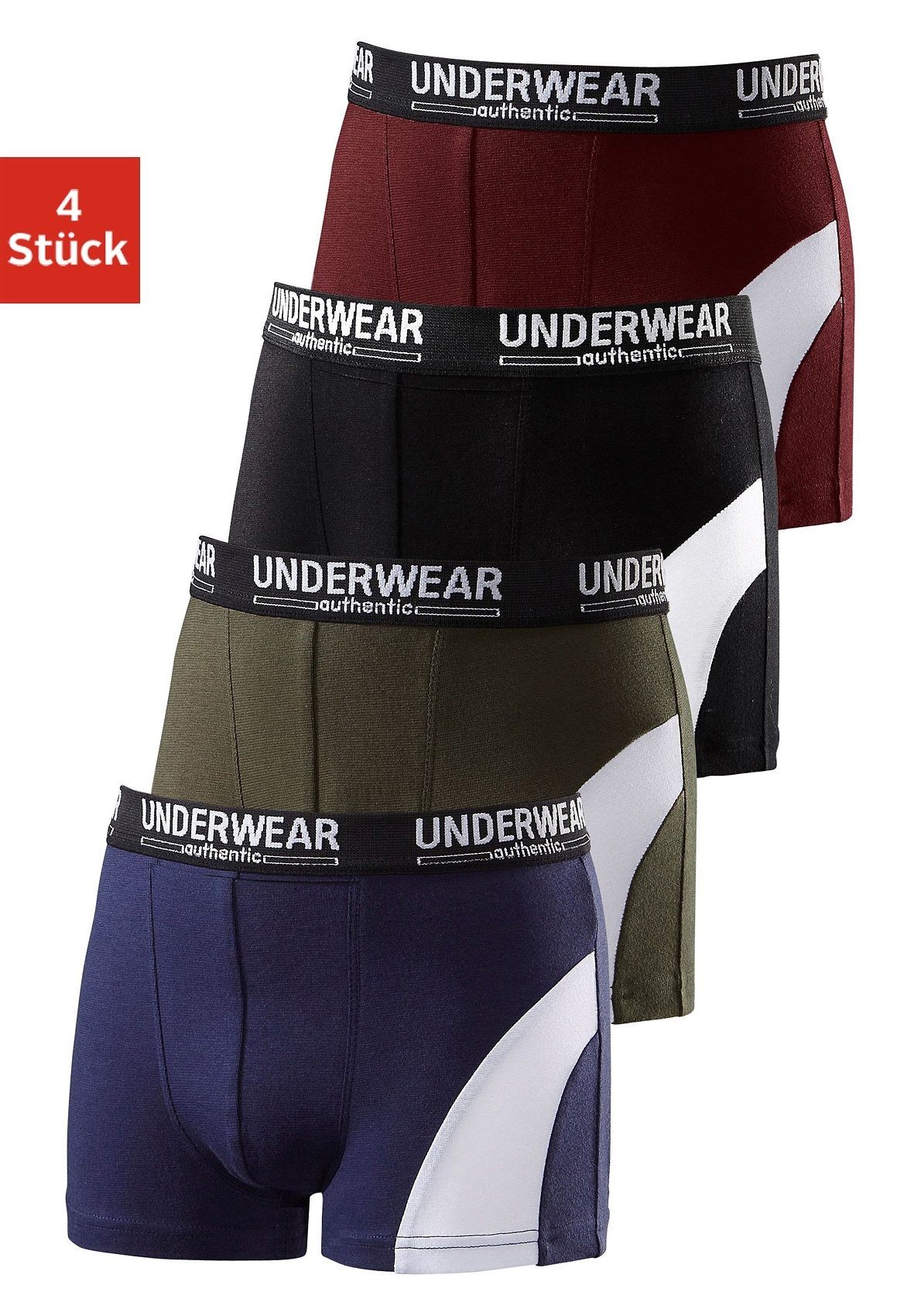 Image of AUTHENTIC LE JOGGER Boxer "Boxershorts für Jungen" Packung, 4 Stk. cooler Look durch weissen Einsatz